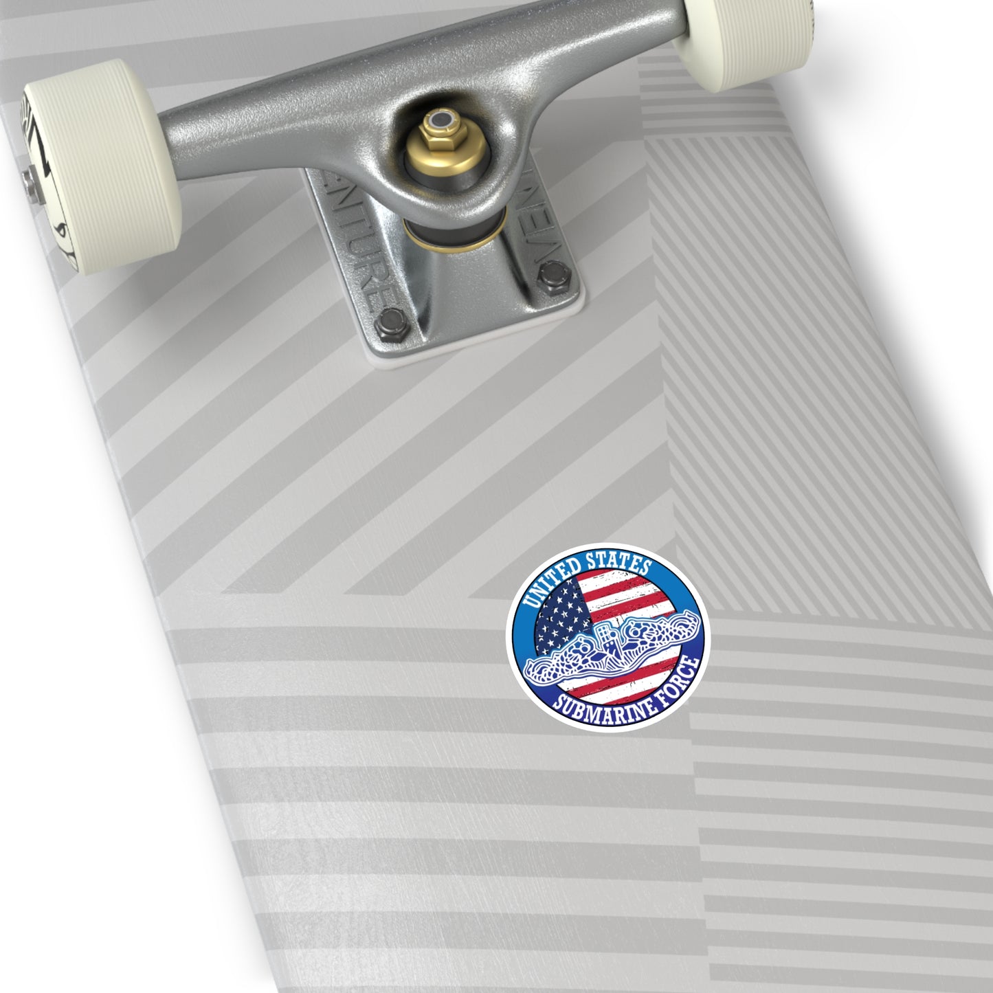 United States Submarine Force Silent Service White Dolphins with American Flag Round Sticker