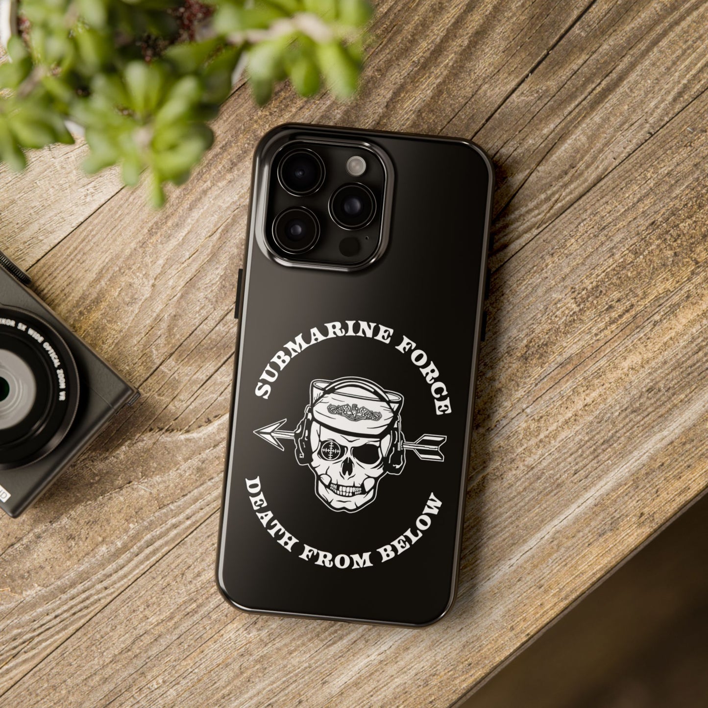 United States Submarine Force Silent Service Death From Below Submarine Sailor Skull Tough Black iPhone Case
