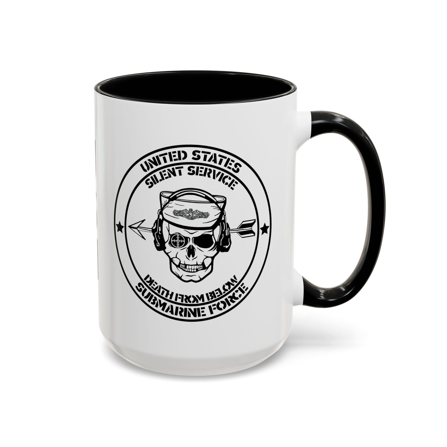 US Navy Submarine Force Silent Service Death From Below Sailor Skull Accent Coffee Mug