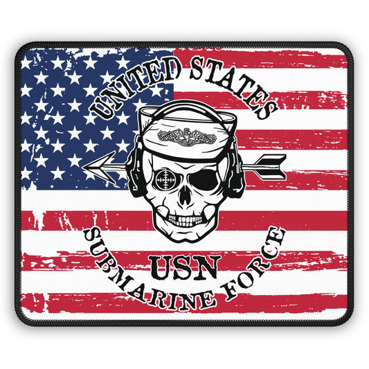 United States Submarine Force Sailor Skull Headphones with Navy Dolphins Gaming Mouse Pad