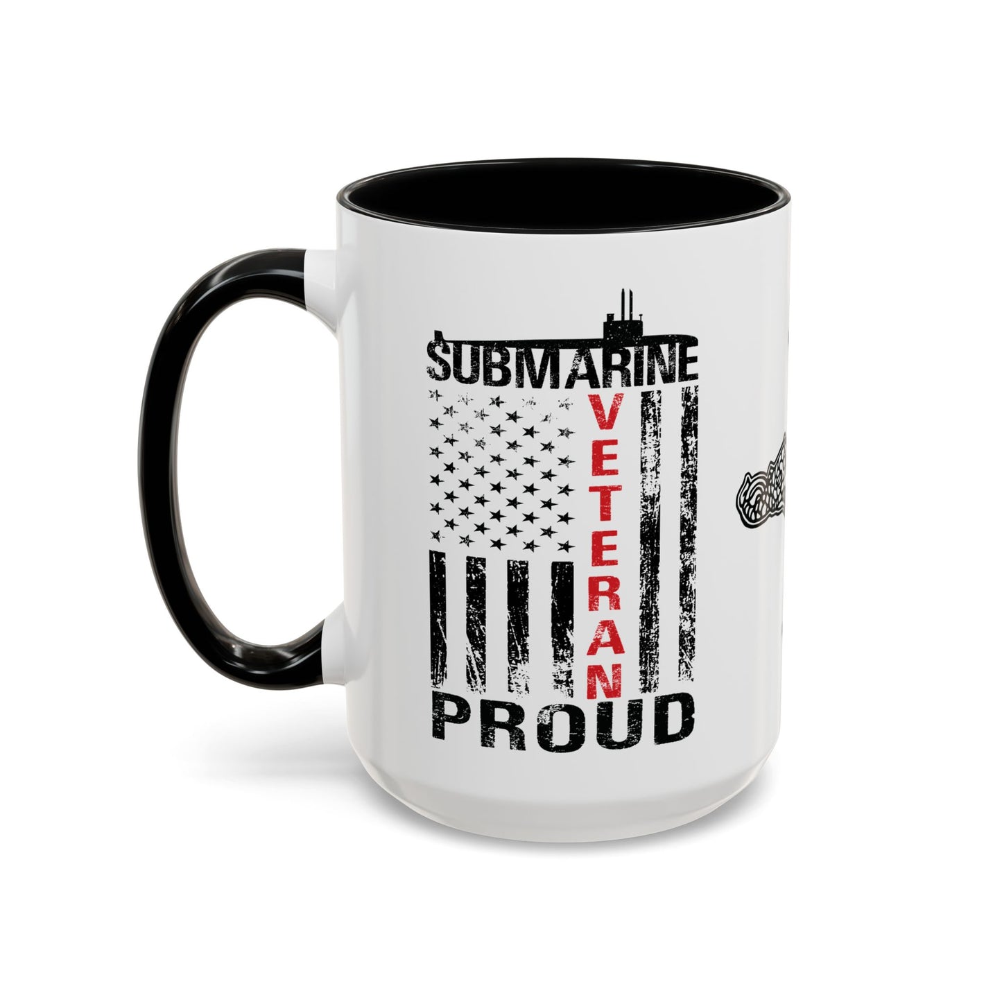 United States Navy Submarine Force Veteran Proud Silent Service USA Distressed Flag Accent Coffee Mugs