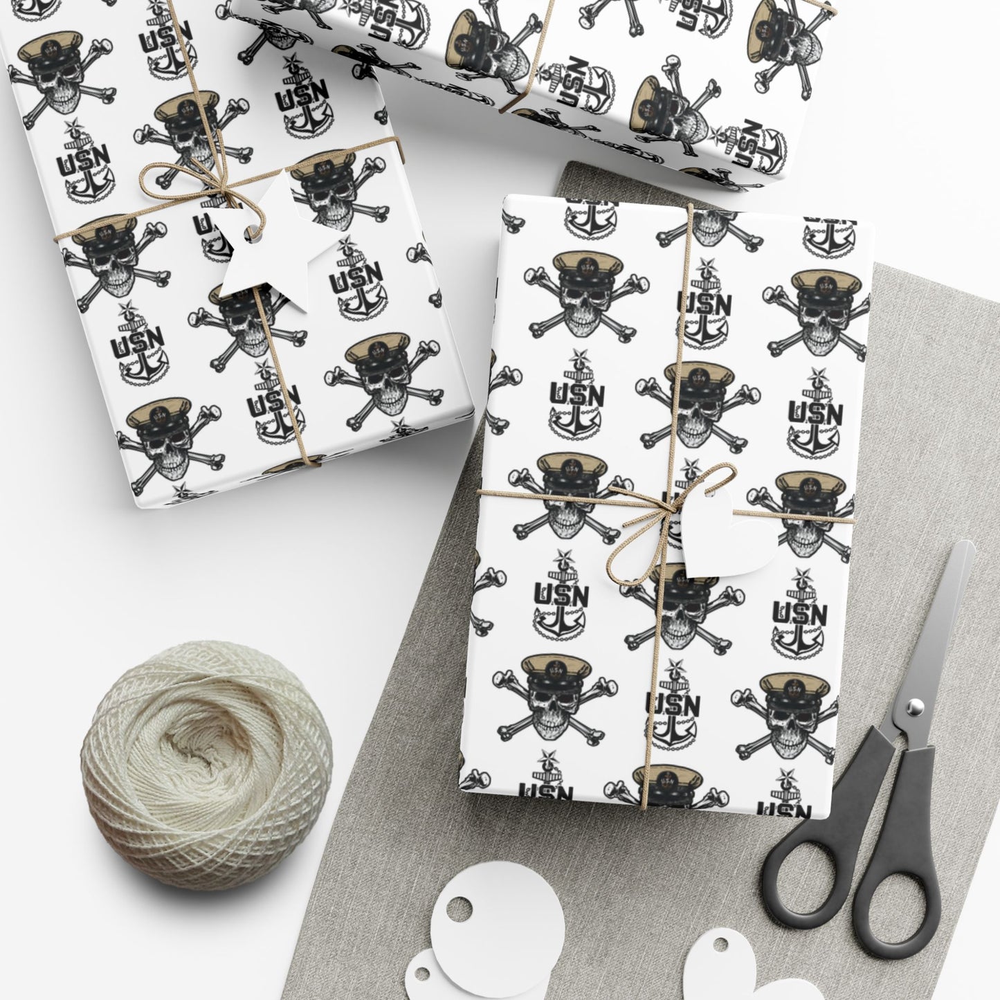 United States Navy Senior Chief Skull & Crossbones with SCPO Anchors White Gift Wrap Papers