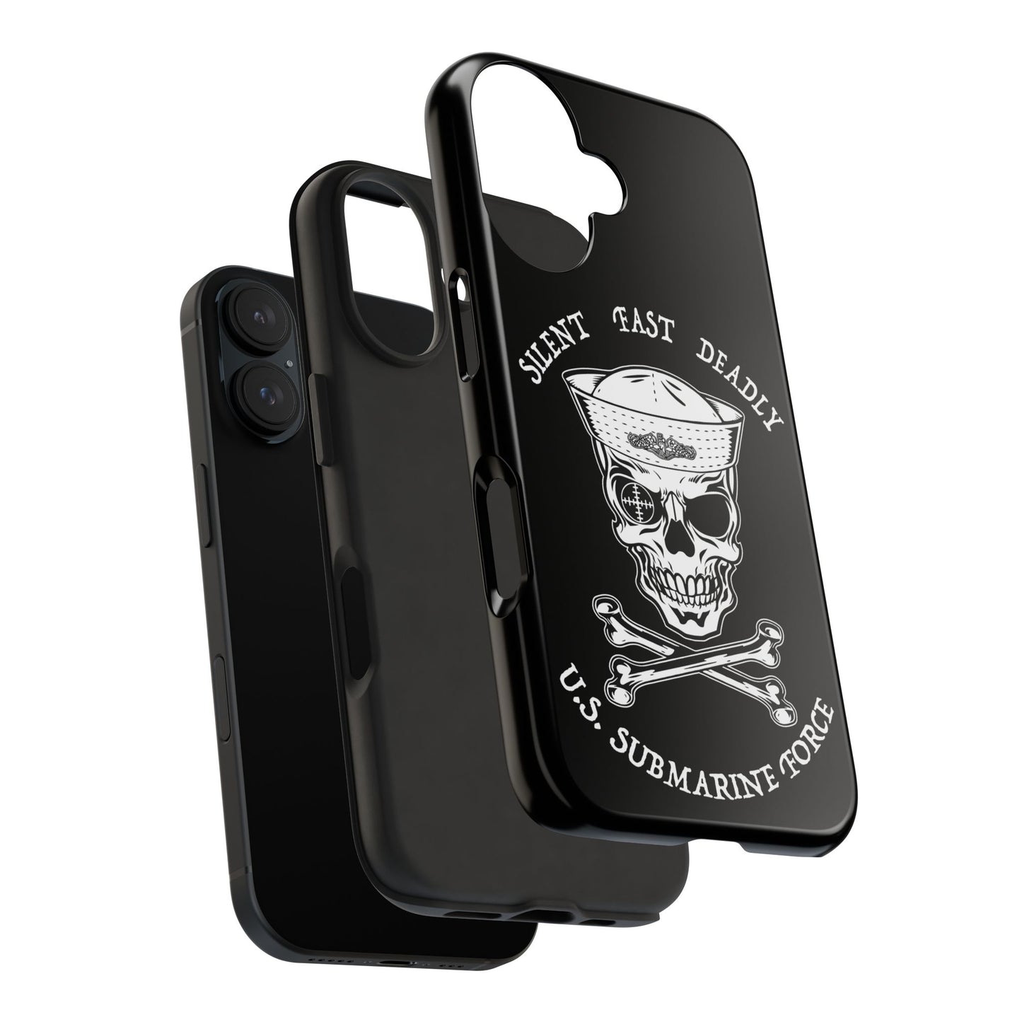 U.S. Submarine Force Skull & Crossbones Sailor with Dolphins Black Tough iPhone Case