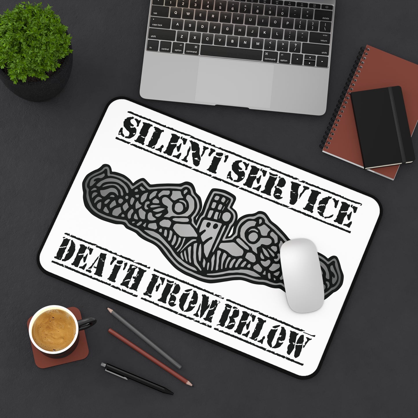 US Submarine Force Silver Dolphins Silent Service Death From Below Desk Mat