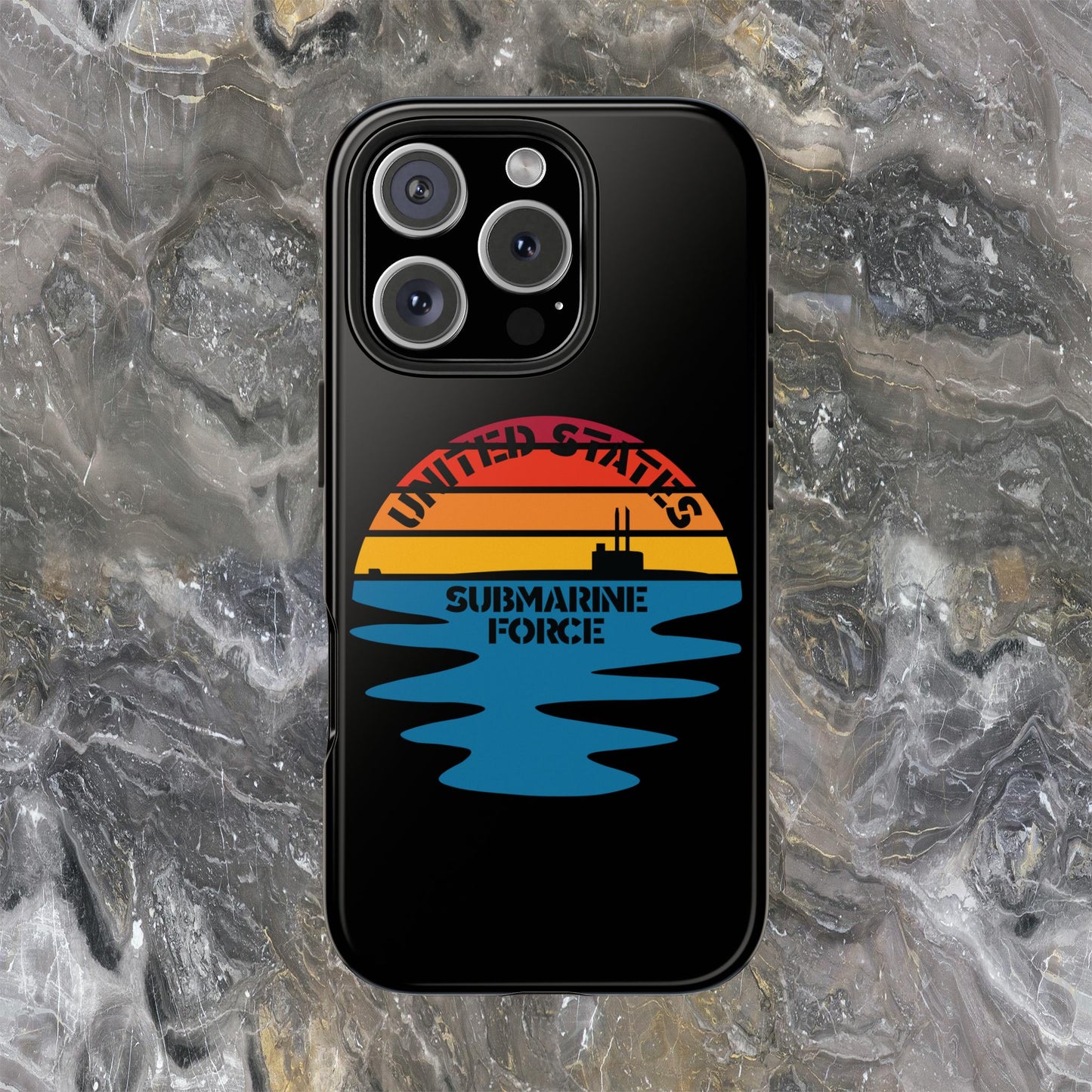 Sunset United States Submarine Force Half Moon Black Tough iPhone Case
