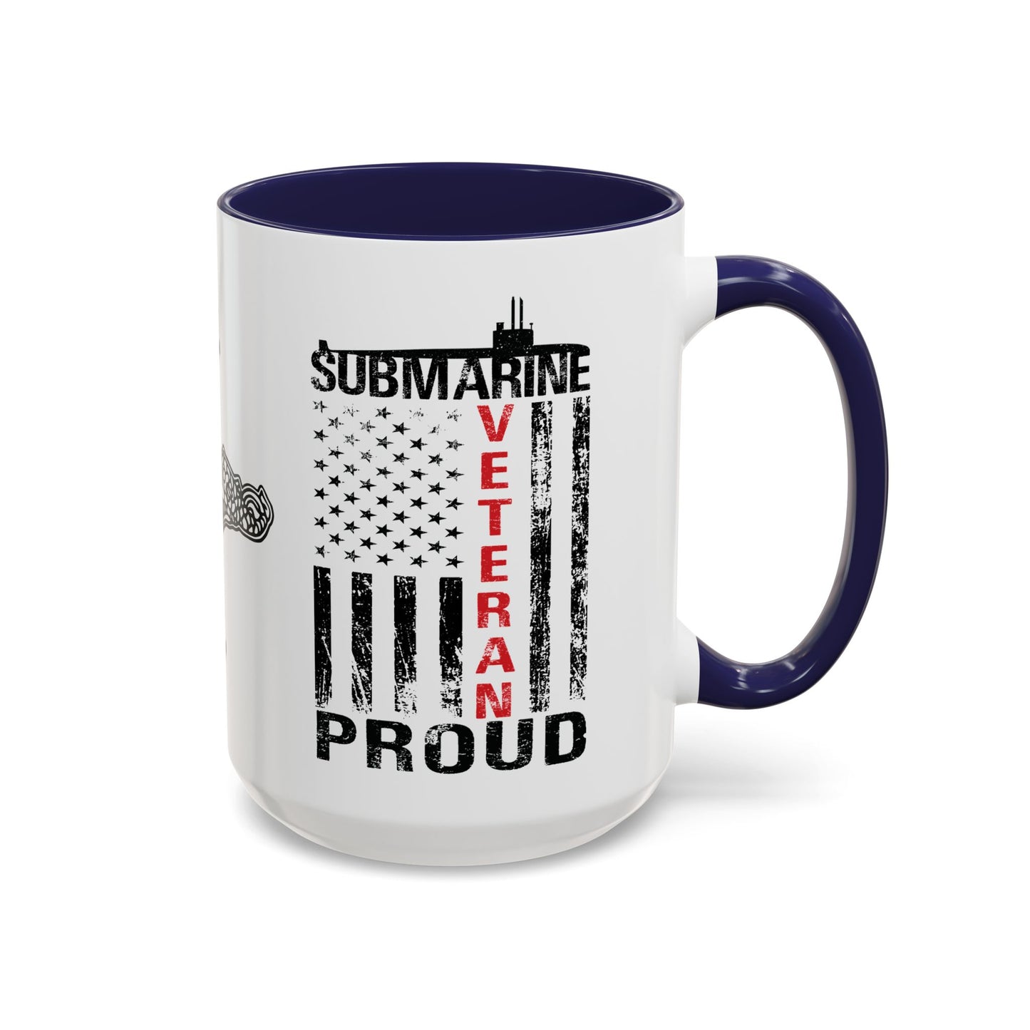 United States Navy Submarine Force Veteran Proud Silent Service USA Distressed Flag Accent Coffee Mugs