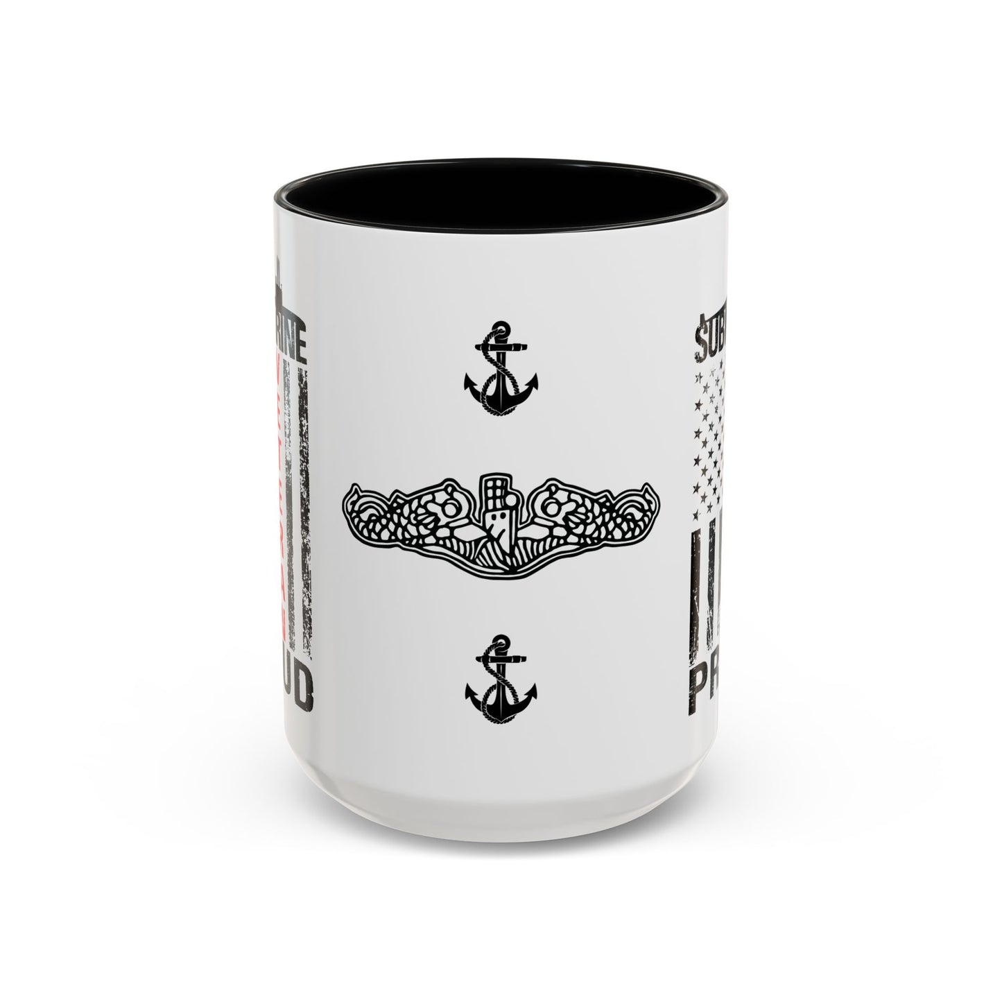 United States Navy Submarine Force Veteran Proud Silent Service USA Distressed Flag Accent Coffee Mugs
