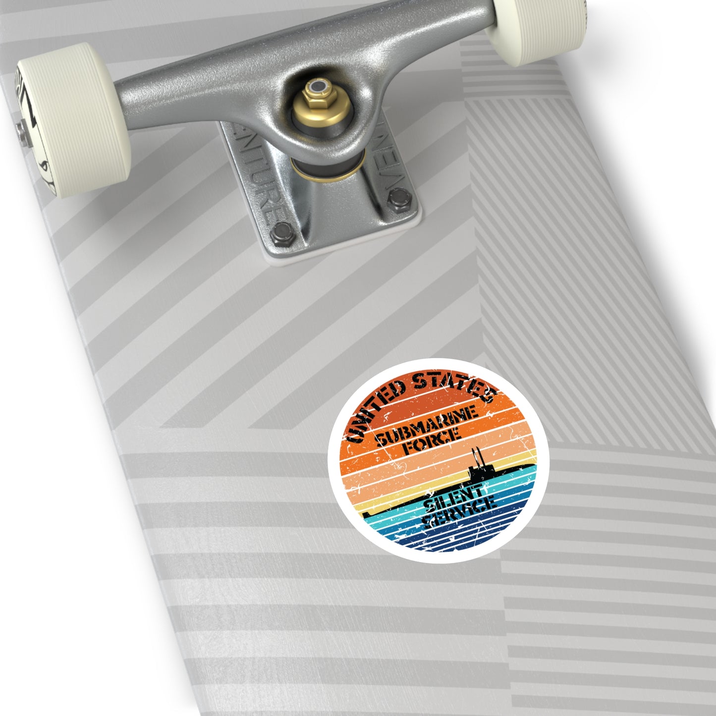 Sunset United States Submarine Force Silent Service Distressed Round Sticker