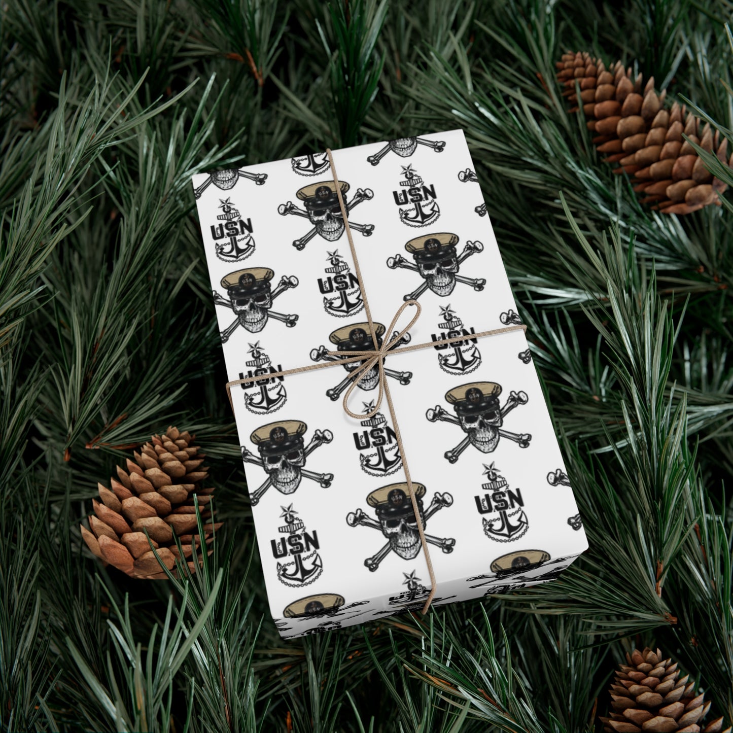 United States Navy Senior Chief Skull & Crossbones with SCPO Anchors White Gift Wrap Papers