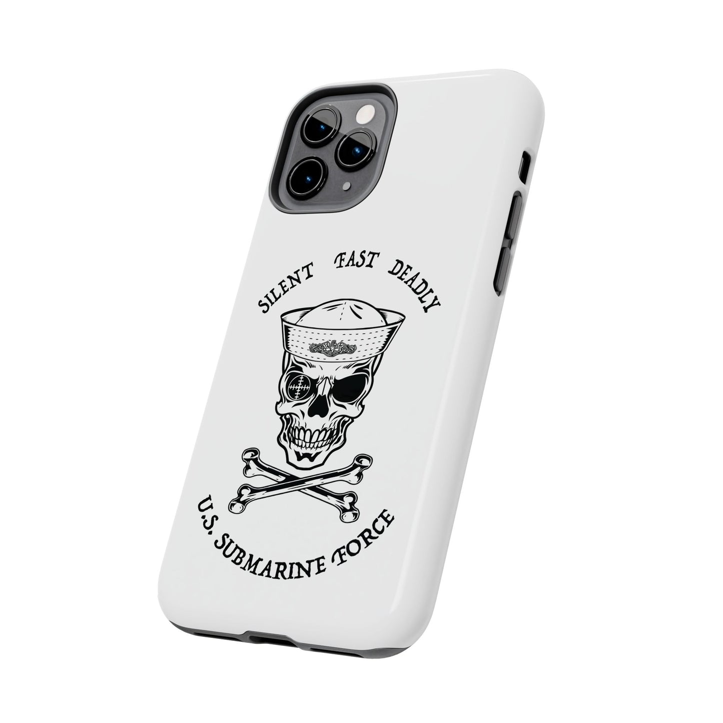 U.S. Submarine Force Skull & Crossbones Sailor with Dolphins White Tough iPhone Case