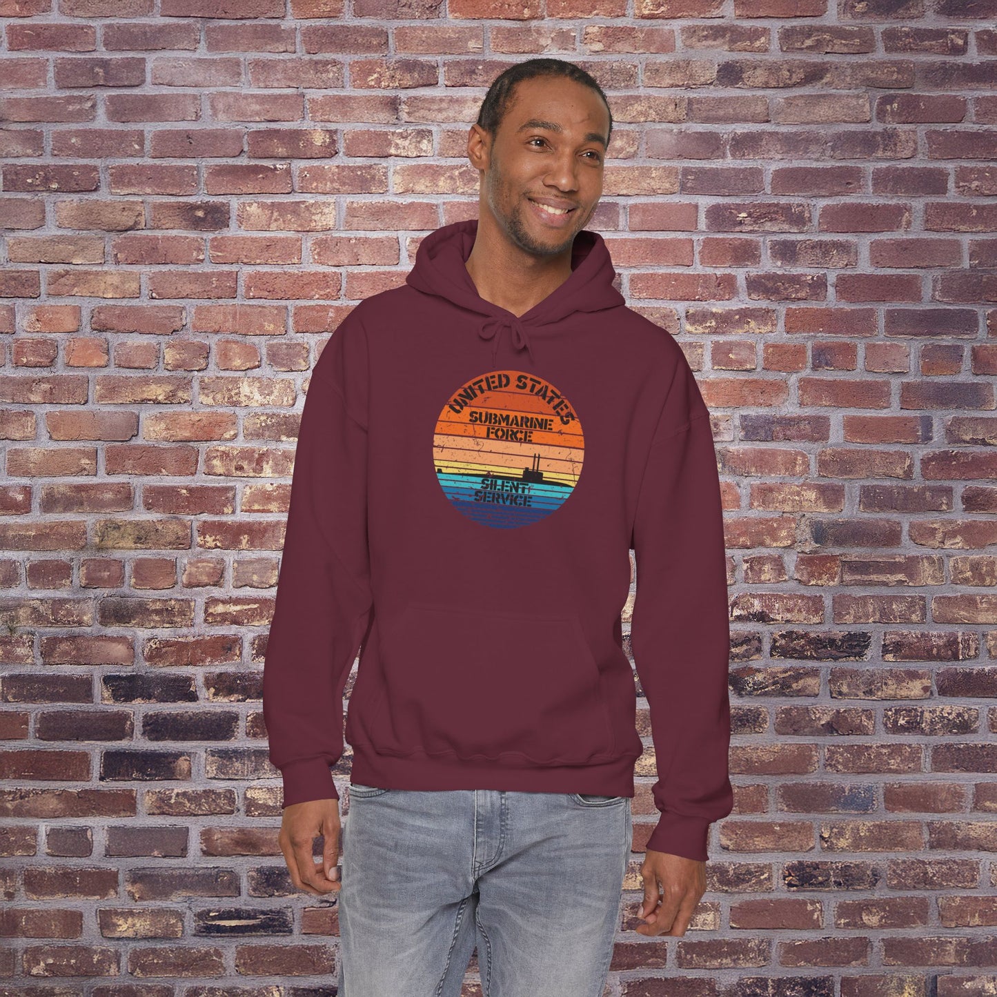 Sunset United States Submarine Force Silent Service Distressed Vintage Unisex Heavy Blend™ Hooded Sweatshirt