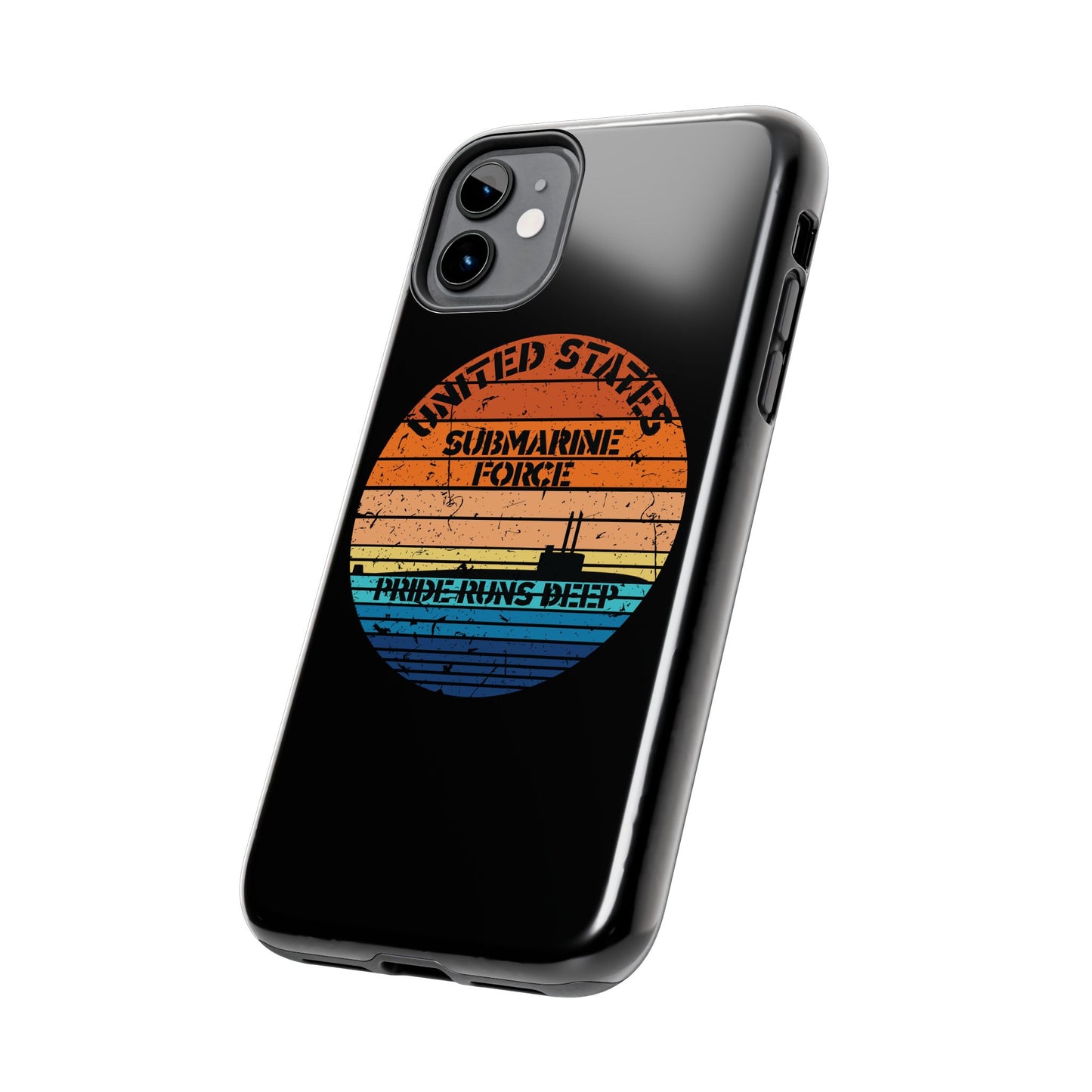 Sunset United States Submarine Force Pride Runs Deep Distressed Tough iPhone Case