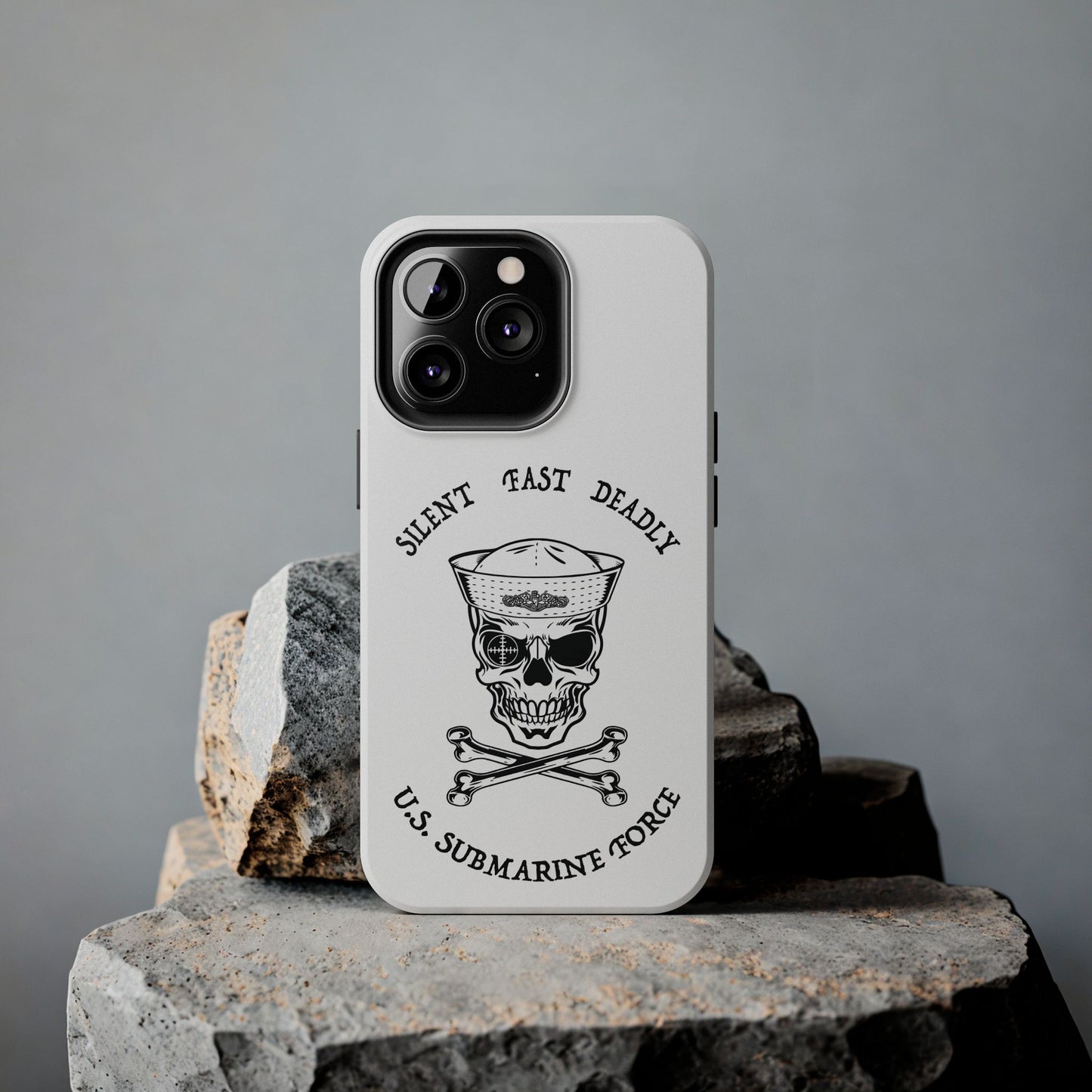 U.S. Submarine Force Skull & Crossbones Sailor with Dolphins White Tough iPhone Case