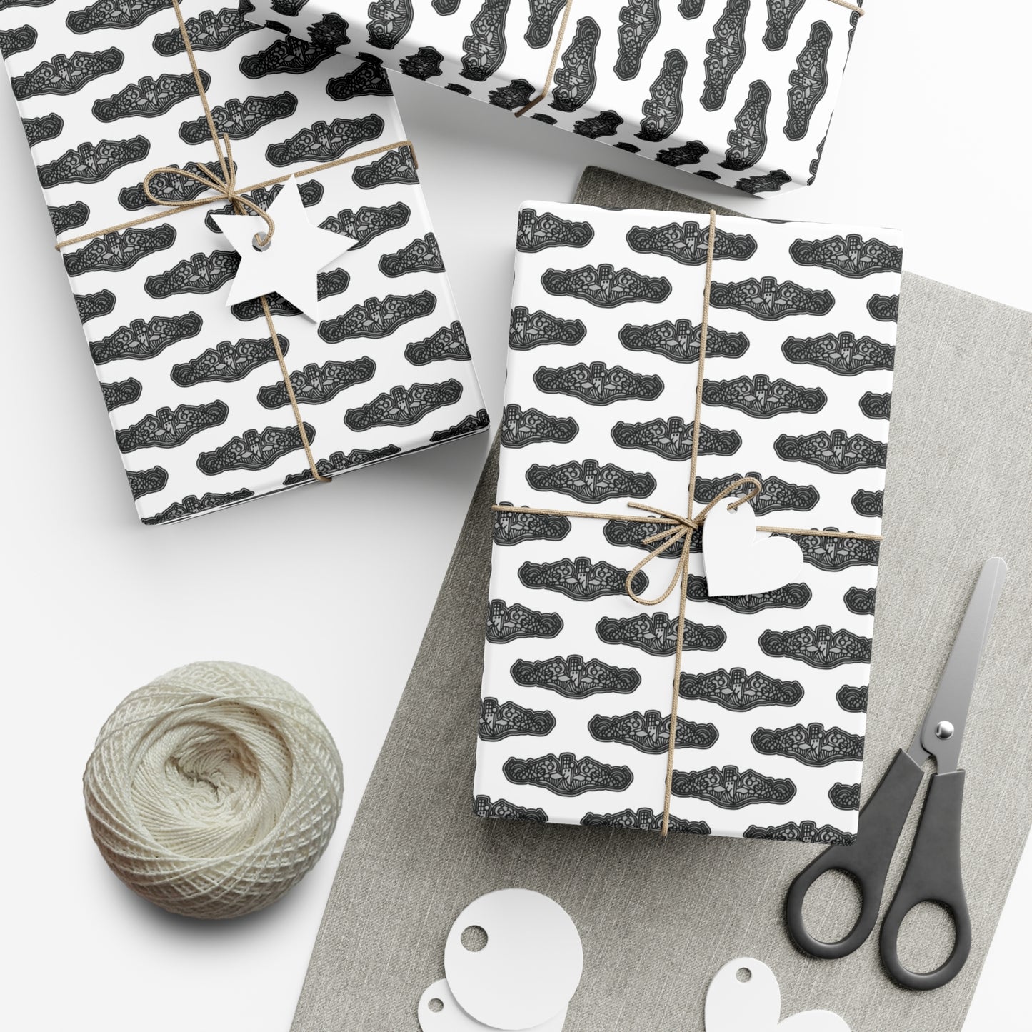 United States Navy Submarine Force Silent Service Silver Enlisted Dolphins White Gift Wrap Papers