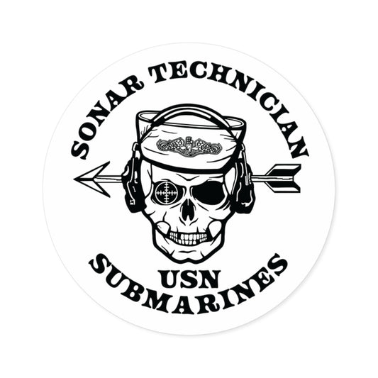 United States Submarine Force Silent Service Sonar Technician Submarines Sailor Skull Round Stickers, Indoor\Outdoor