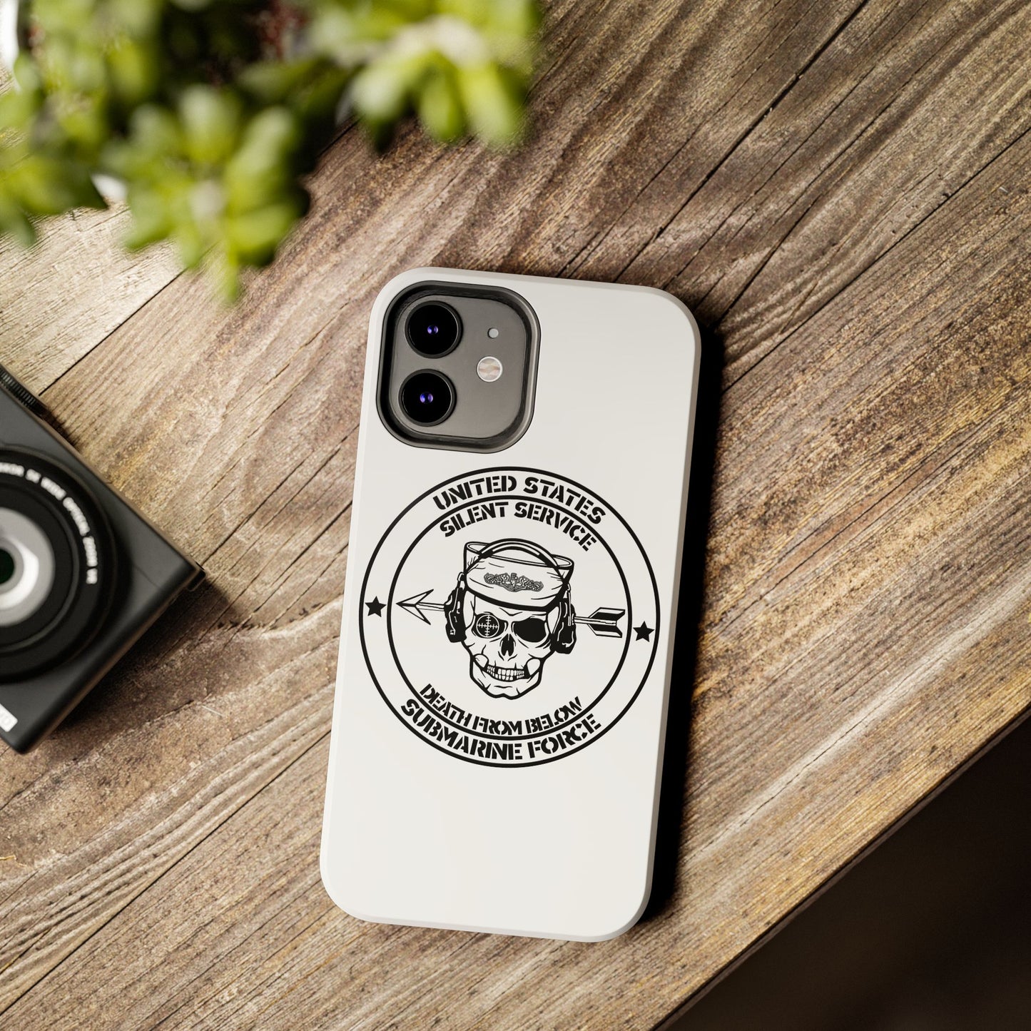 U.S. Submarine Force Silent Service Death From Below Sailor Skull Tough White iPhone Case