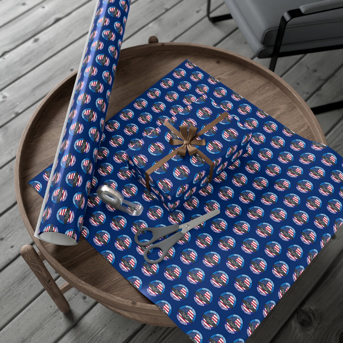 United States Navy Submarine Force Silent Service Silver Dolphins Blue Gift Wrap Papers