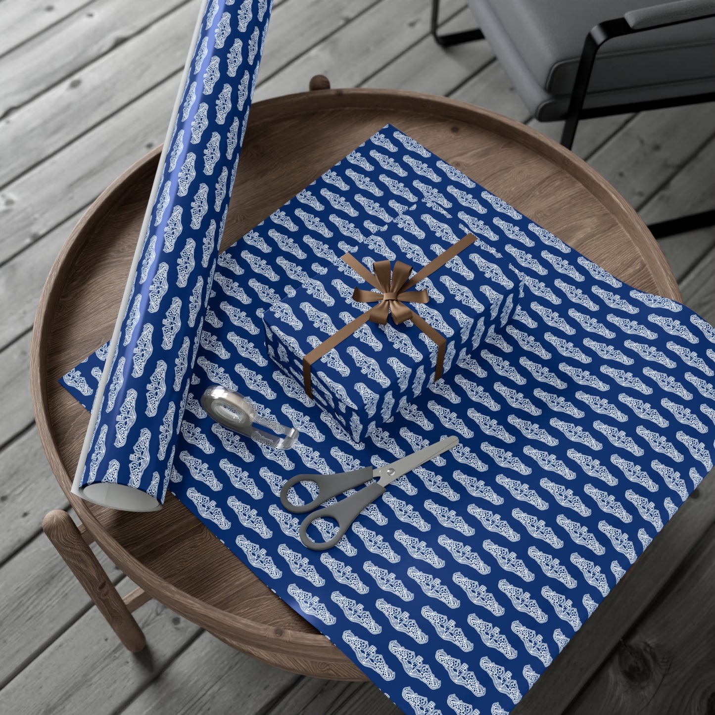 United States Navy Submarine Force White Dolphins Blue Gift Wrap Papers