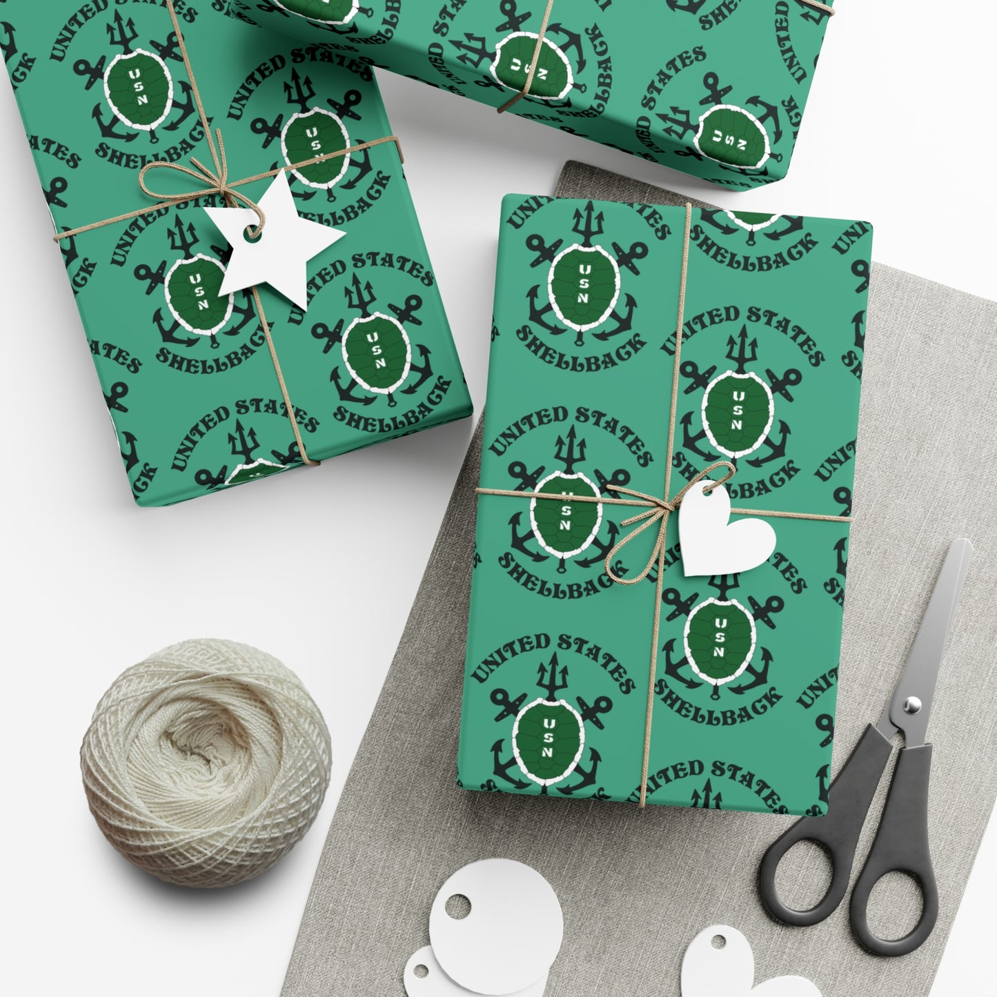 United States Navy Shellback Ancient Order of the Deep Naval Line-crossing Ceremony Seafoam Green Gift Wrap Papers