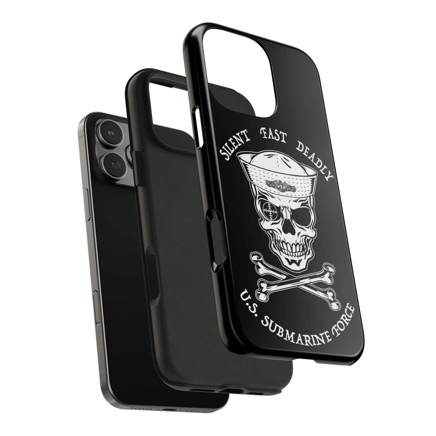 U.S. Submarine Force Skull & Crossbones Sailor with Dolphins Black Tough iPhone Case