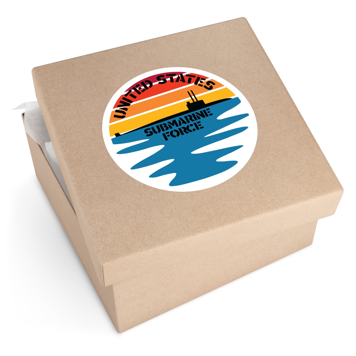 Sunset United States Submarine Force Half Moon Round Sticker