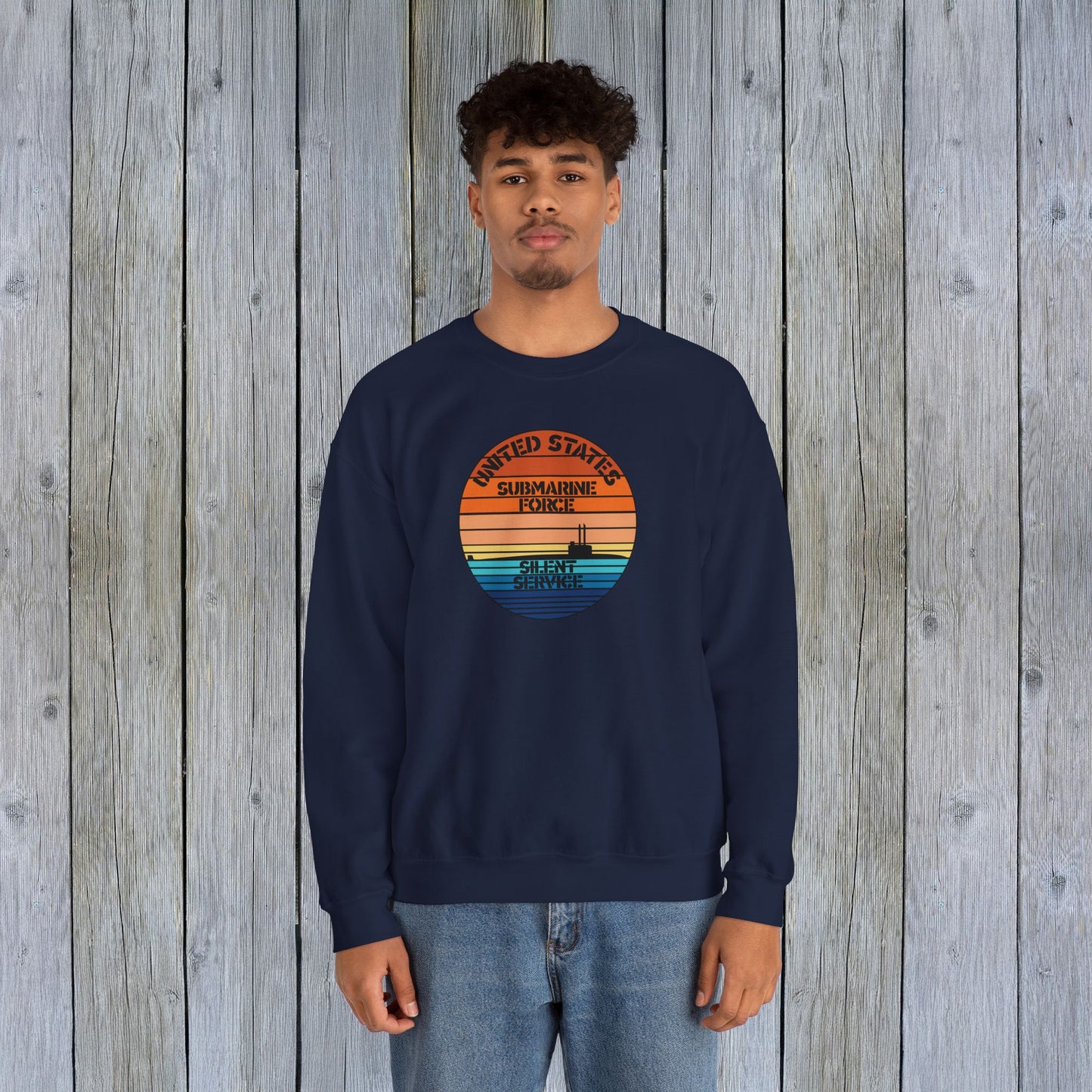 Sunset United States Navy Submarine Force Silent Service Vintage Unisex Heavy Blend™ Crewneck Sweatshirt