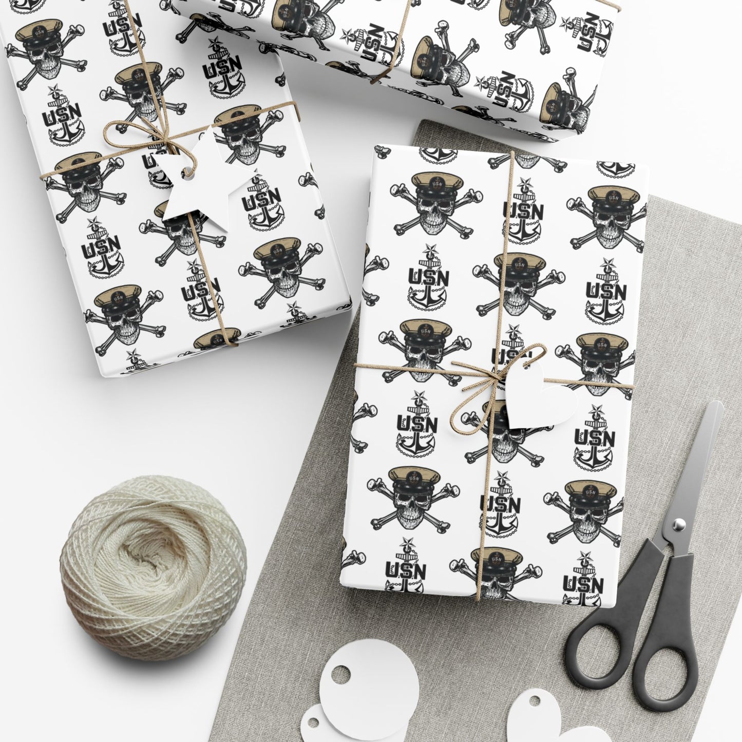 United States Navy Senior Chief Skull & Crossbones with SCPO Anchors White Gift Wrap Papers
