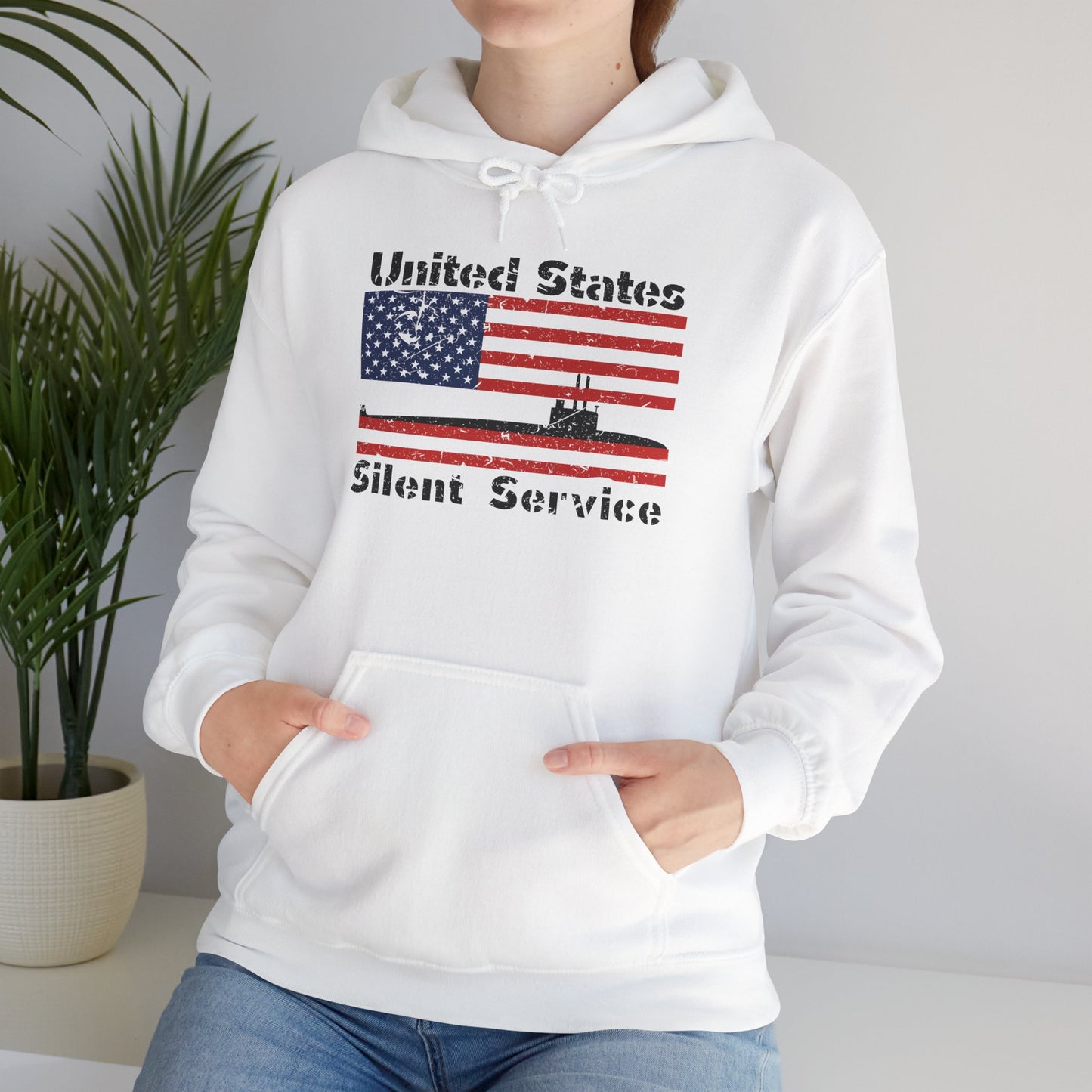 United States Submarine Silent Service Distressed USA Flag Unisex Heavy Blend™ Hooded Sweatshirt
