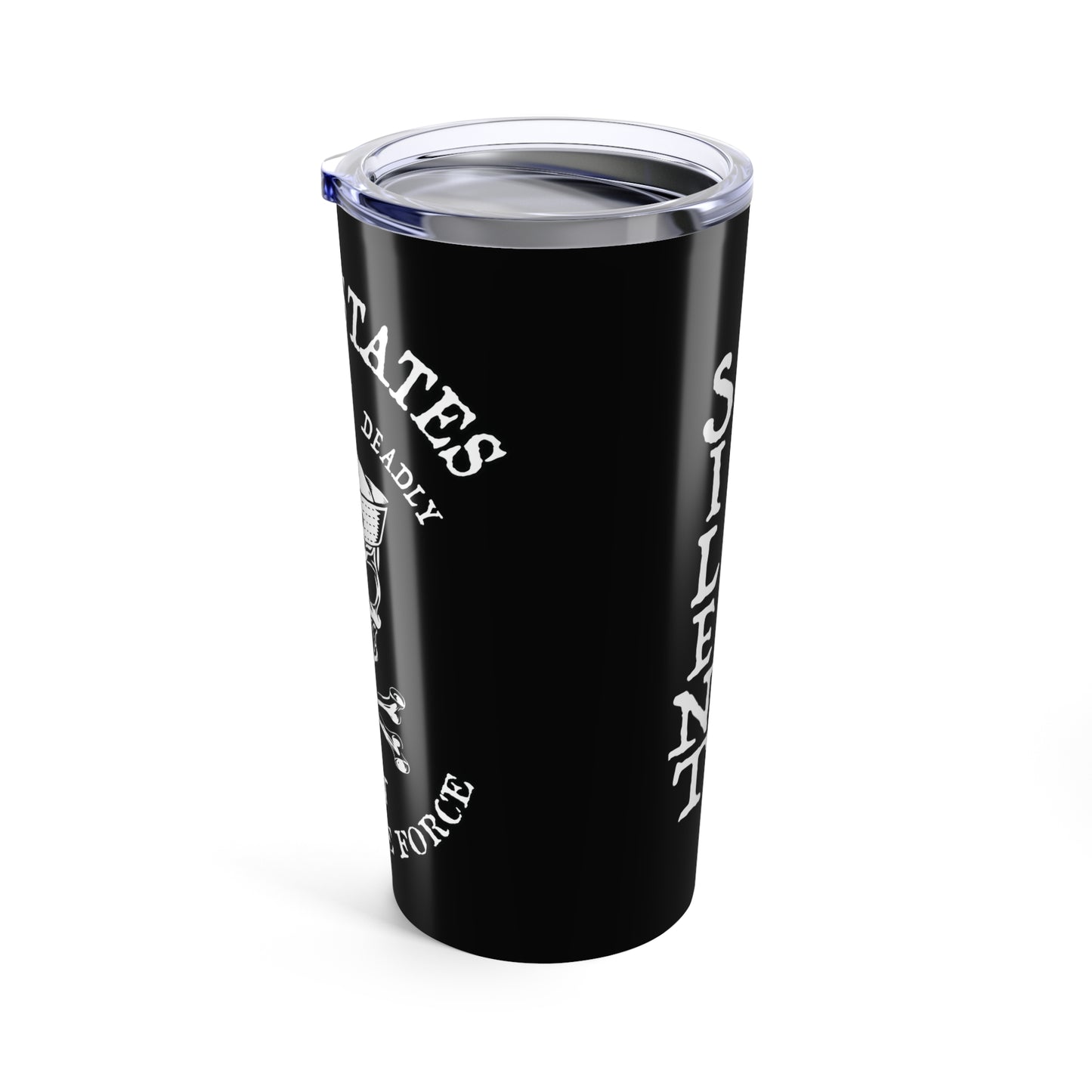 United States Submarine Force Skull & Crossbones Sailor Silent Fast Deadly Silent Service Black Stainless Steel Tumbler 20oz