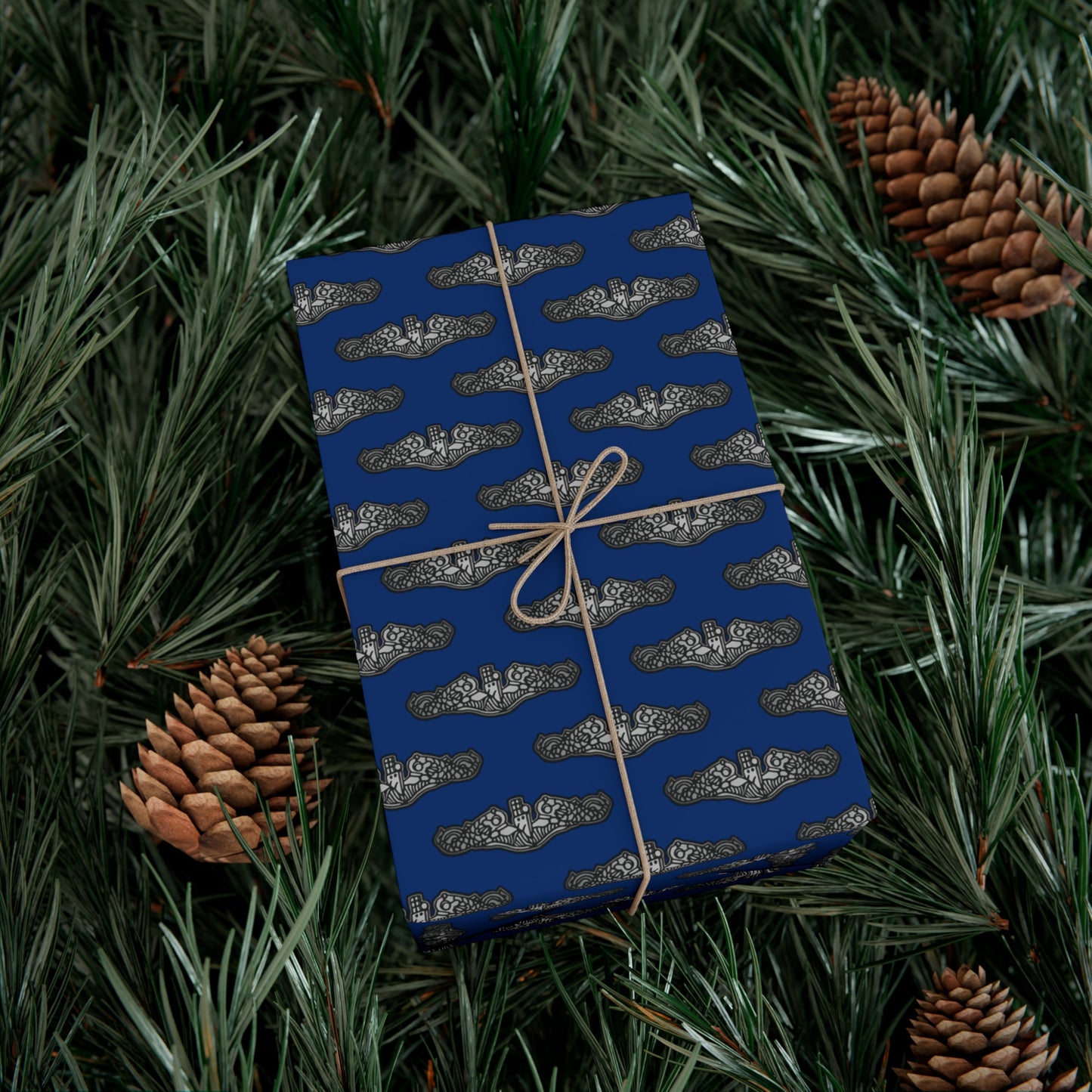United States Navy Submarine Force Silver Dolphins Blue Gift Wrap Papers