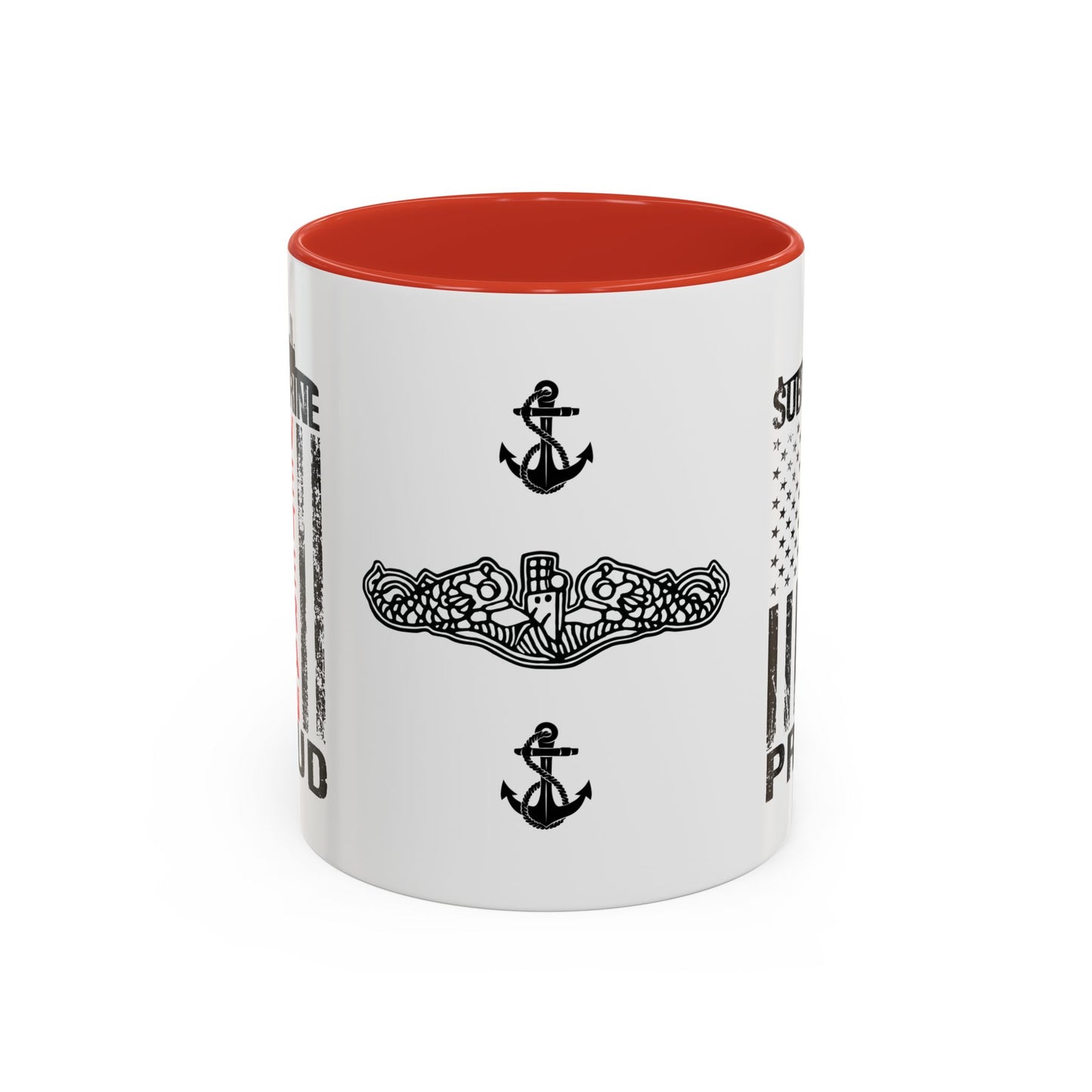 United States Navy Submarine Force Veteran Proud Silent Service USA Distressed Flag Accent Coffee Mugs