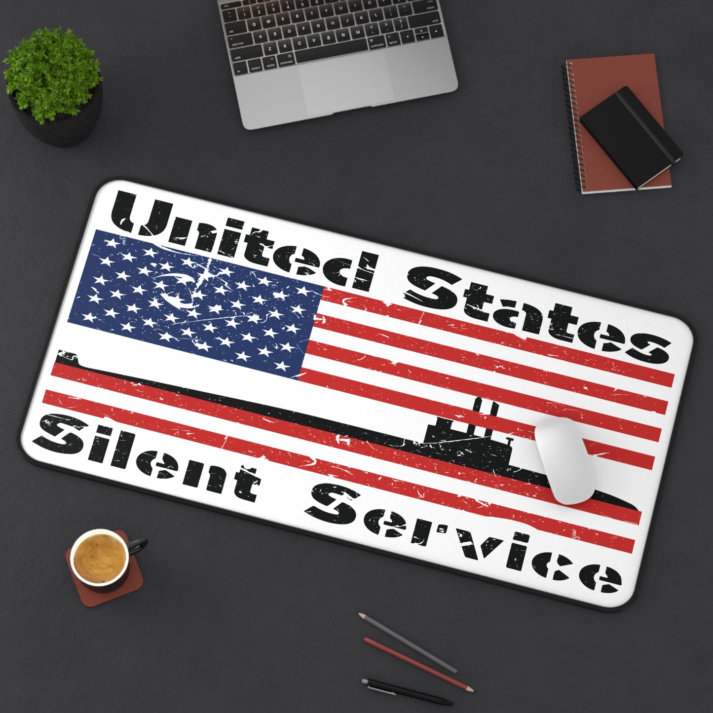United States Silent Service Submarine Force Distressed American Flag Desk Mat
