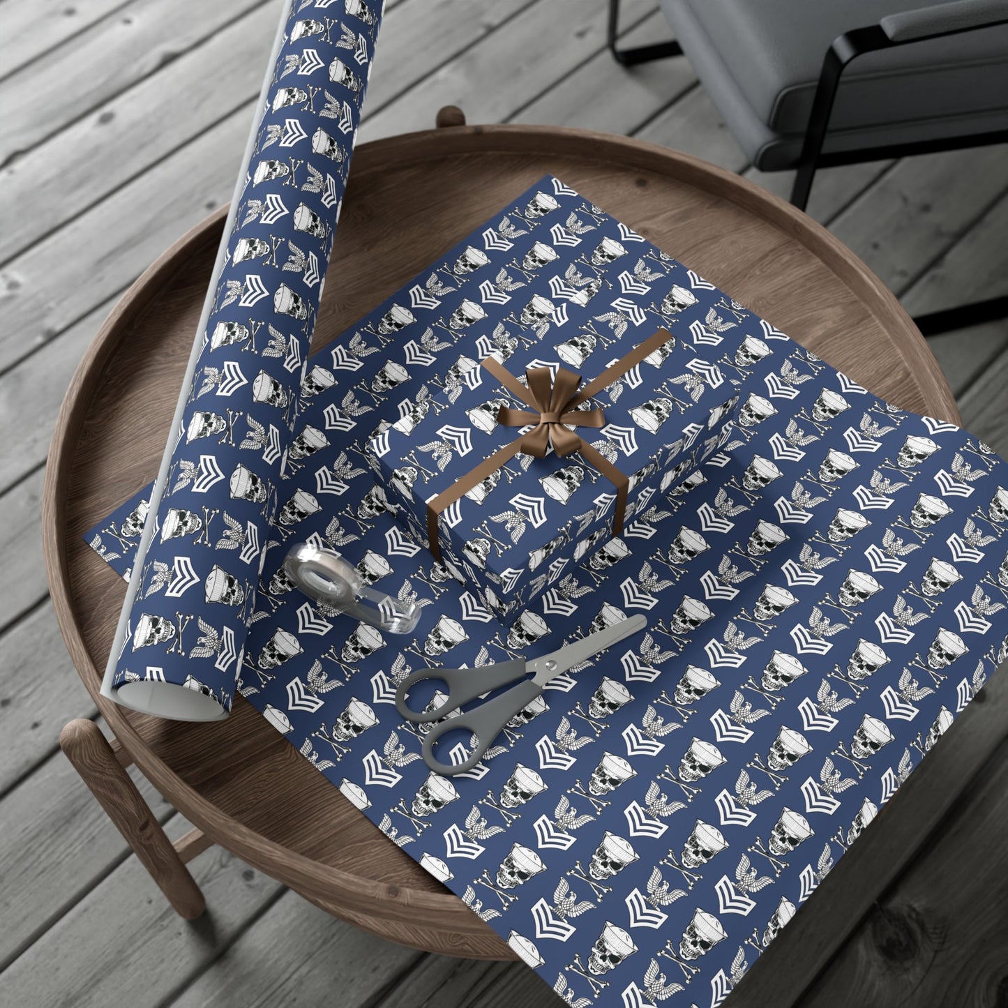 United States Navy FCPO Skull Crossbones First Class Sailor with Dixie Cup Blue Gift Wrap Papers