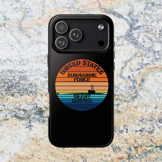 Sunset United States Submarine Force Silent Service Black Tough iPhone Case