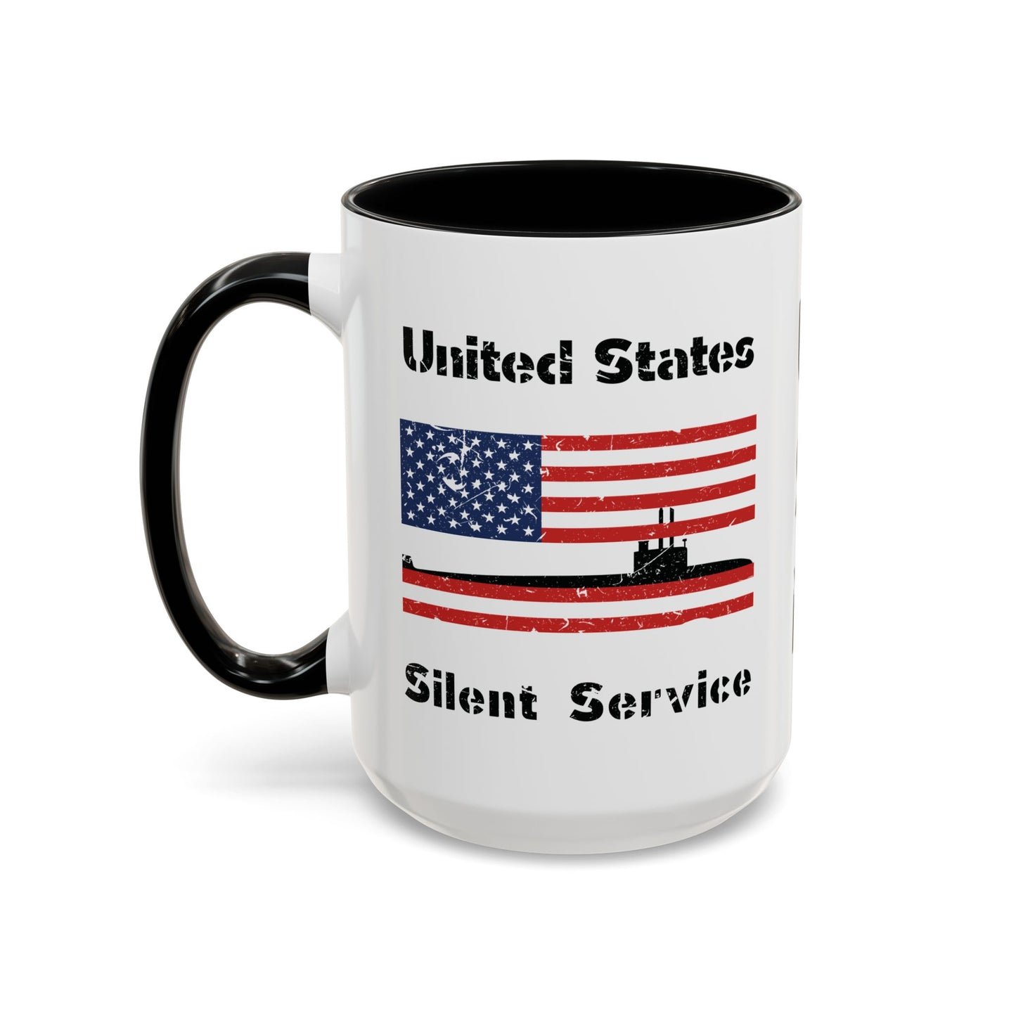 United States Navy Submarine Force Silent Service Distressed American Flag Accent Coffee Mugs