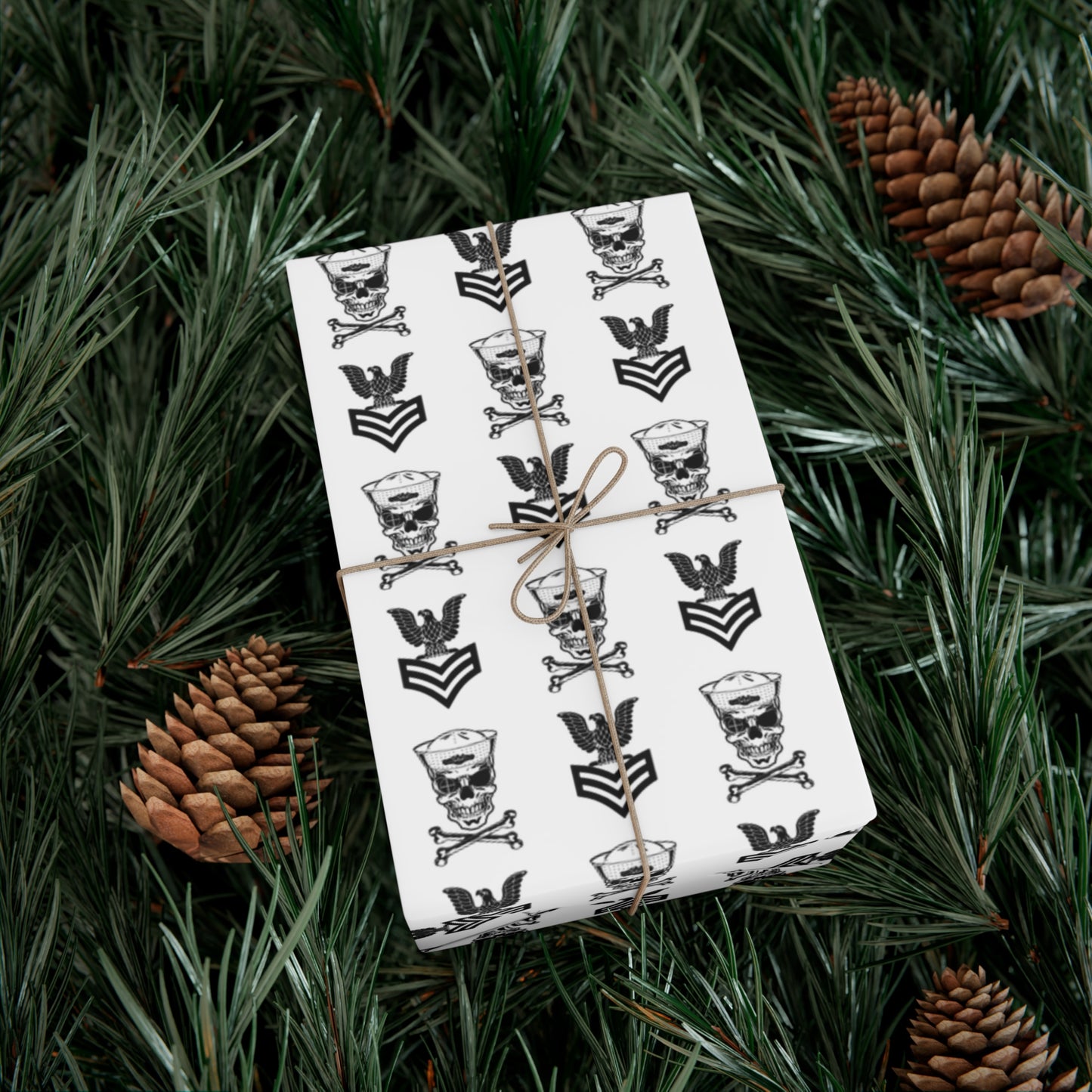 United States Navy FCPO Skull Crossbones First Class Sailor with Submarine Dolphins White Gift Wrap Papers