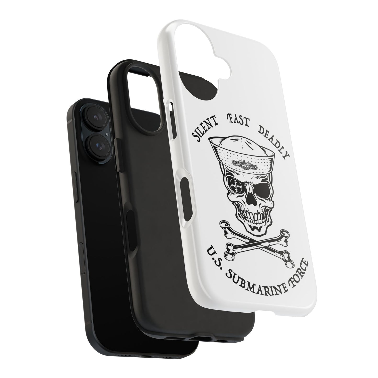 U.S. Submarine Force Skull & Crossbones Sailor with Dolphins White Tough iPhone Case