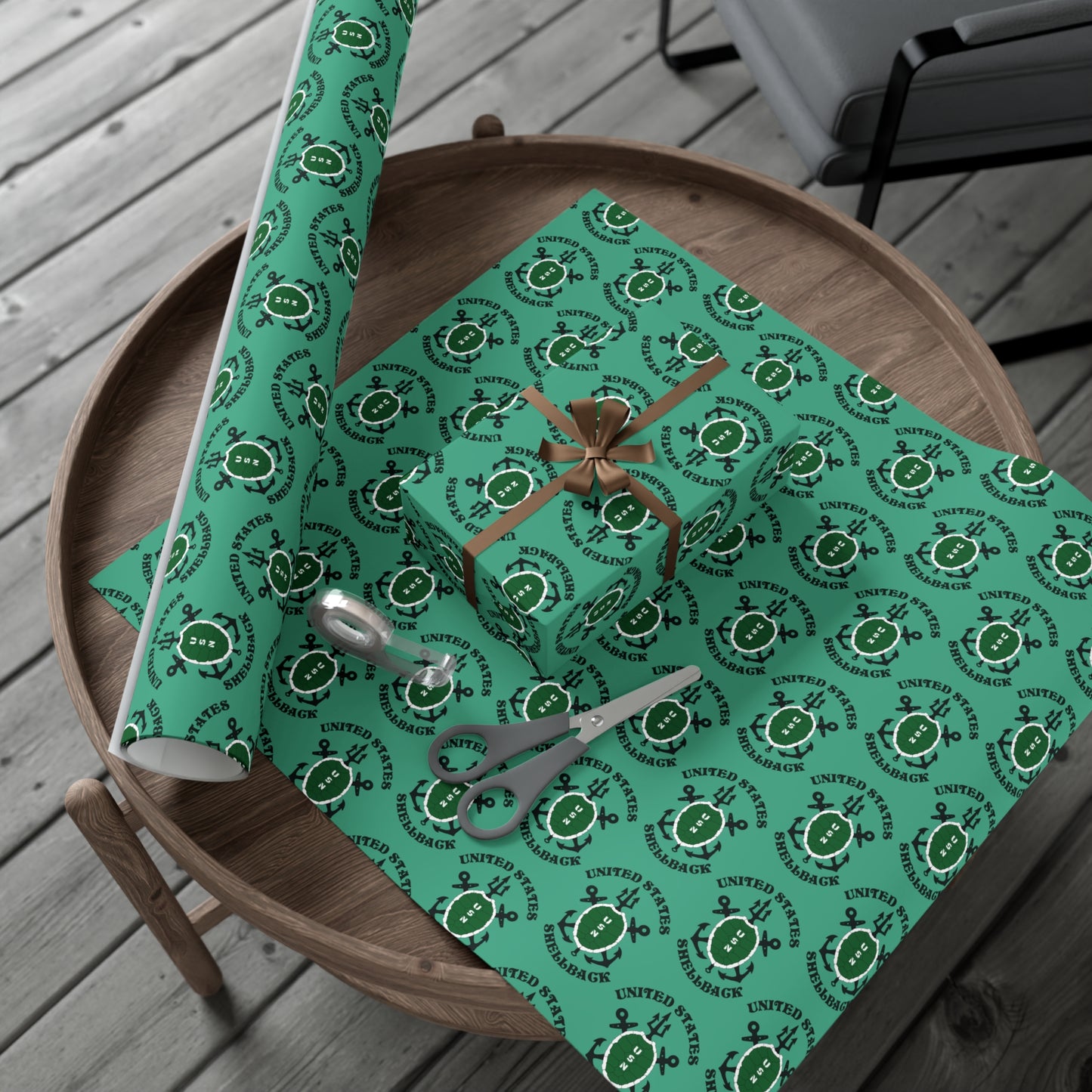 United States Navy Shellback Ancient Order of the Deep Naval Line-crossing Ceremony Seafoam Green Gift Wrap Papers