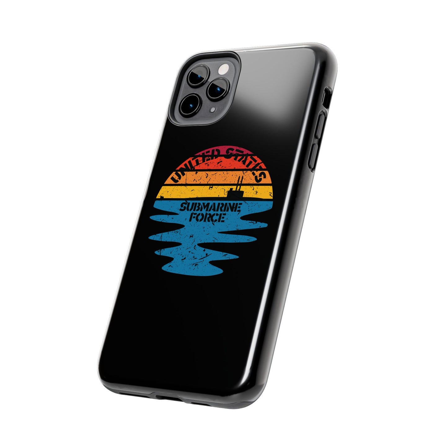 Sunset United States Submarine Force Half Moon Distressed Black Tough iPhone Case