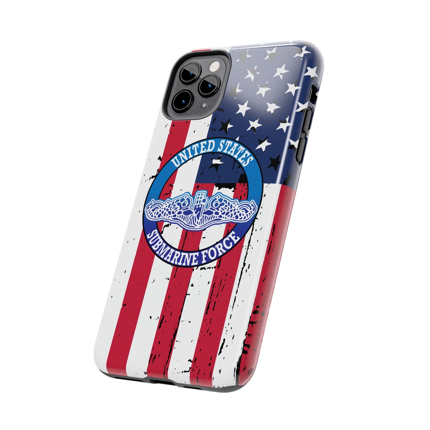 United States Submarine Force Silent Service White Dolphins on American Flag Tough iPhone Case