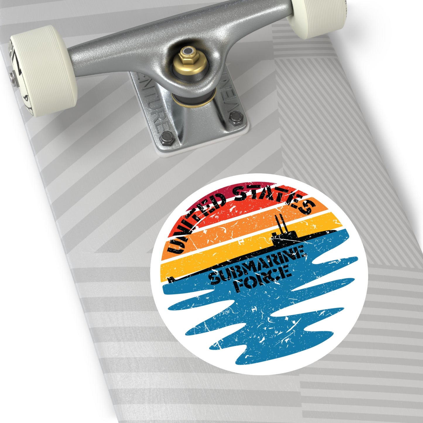 Sunset United States Submarine Force Distressed Half Moon Round Sticker