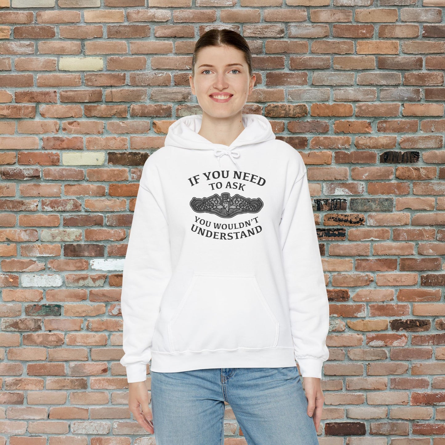 U.S. Submarine Silver Dolphins If You Need To Ask You Wouldn't Understand Unisex Heavy Blend™ Hooded Sweatshirt