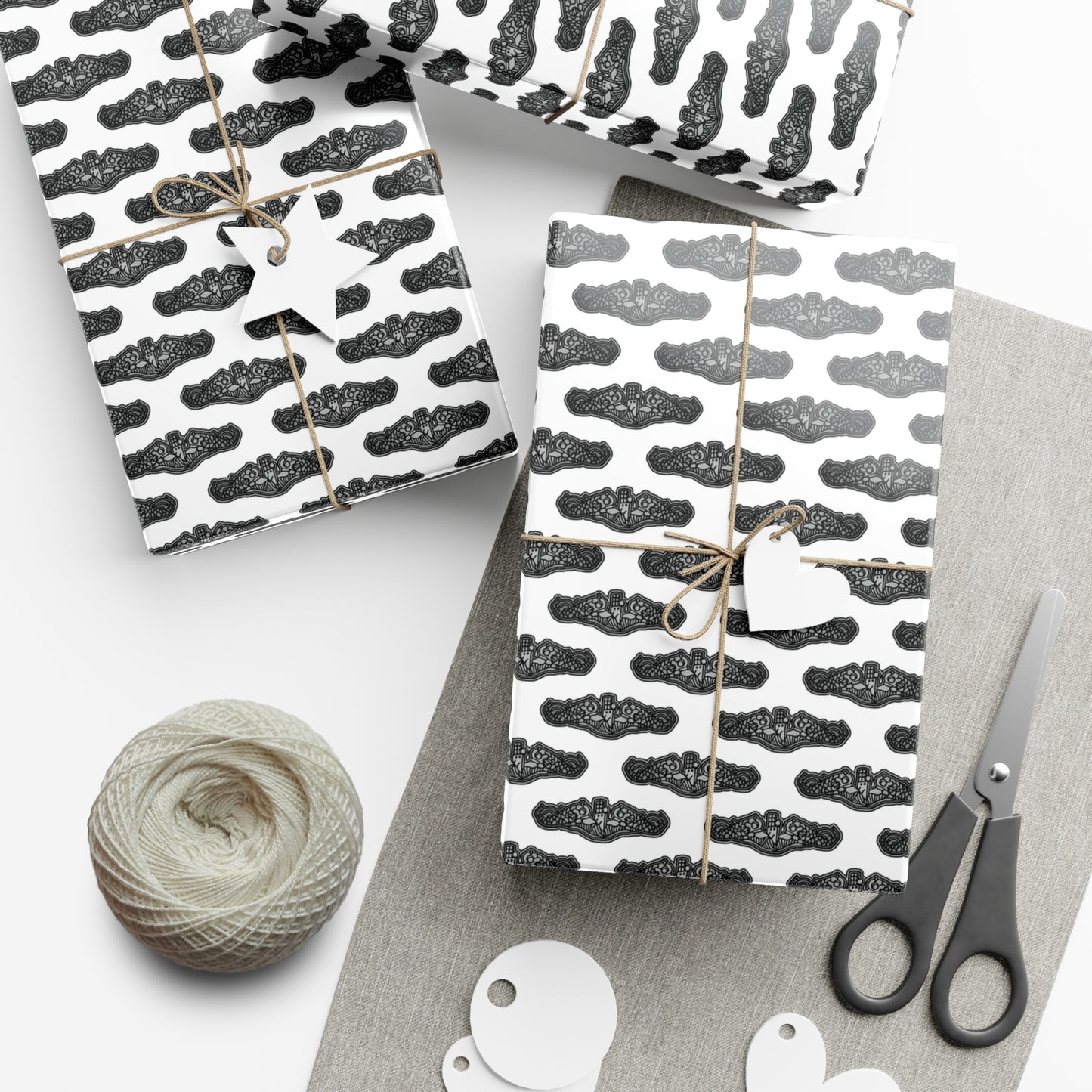 United States Navy Submarine Force Silent Service Silver Enlisted Dolphins White Gift Wrap Papers