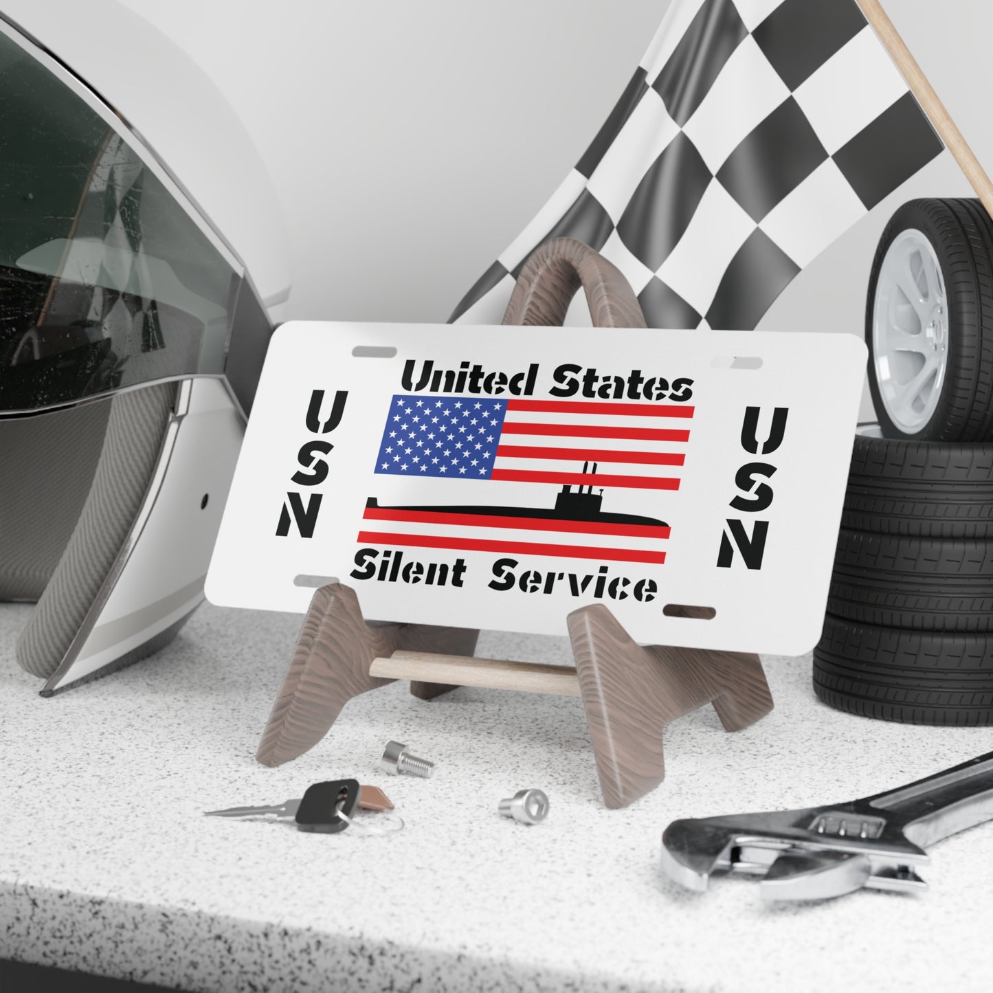 United States Navy Silent Service Submarine Flag Vanity License Plate