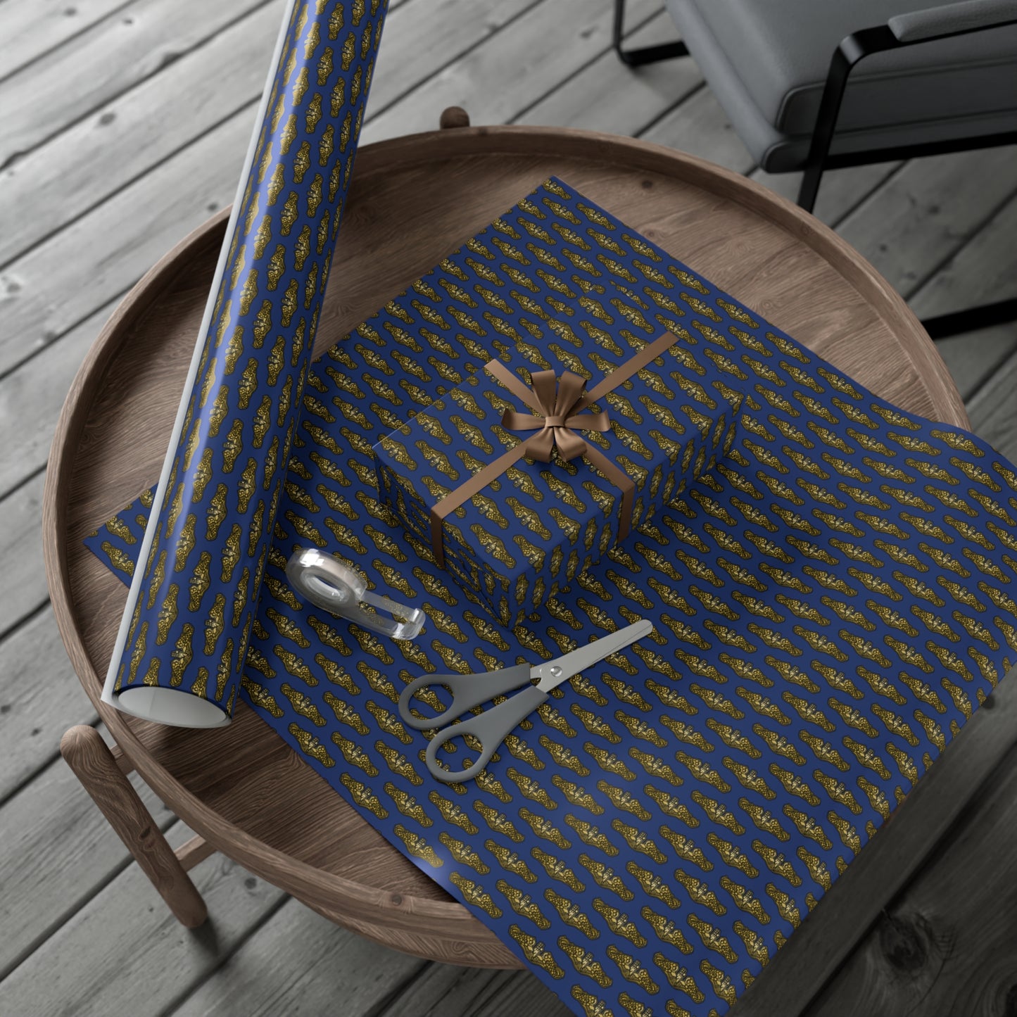 United States Navy Submarine Force Silent Service Gold Officer Dolphins Blue Gift Wrap Papers