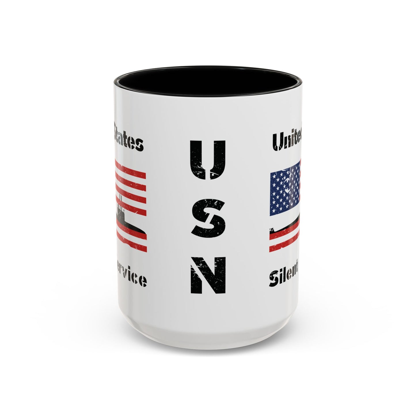 United States Navy Submarine Force Silent Service Distressed American Flag Accent Coffee Mugs