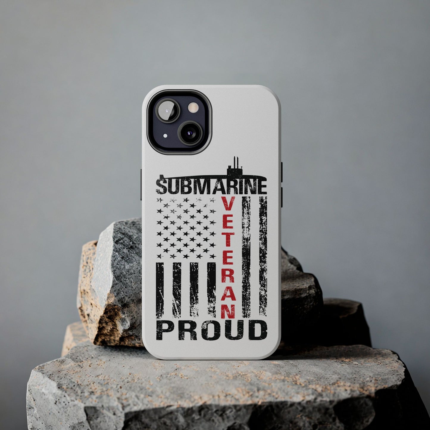 Submarine Veteran Proud Distressed White Flag White Tough iPhone Case