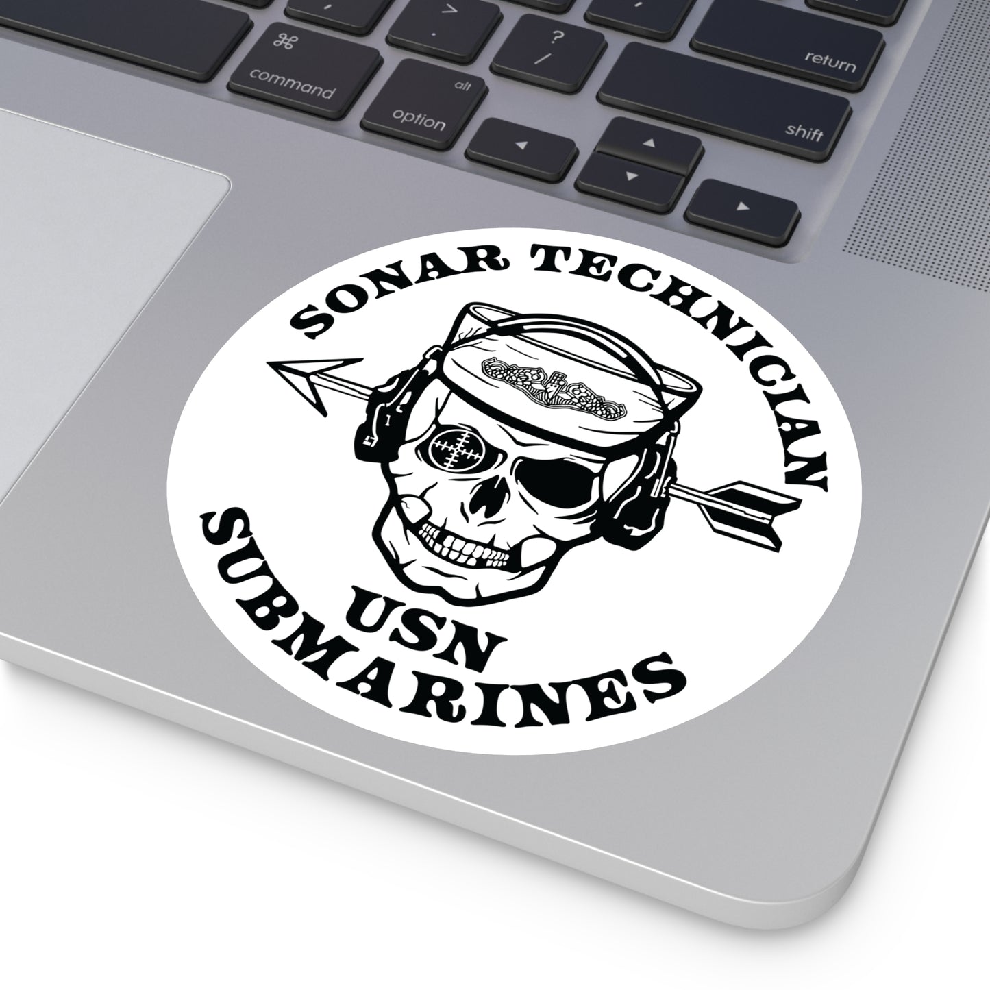United States Submarine Force Silent Service Sonar Technician Submarines Sailor Skull Round Stickers, Indoor\Outdoor