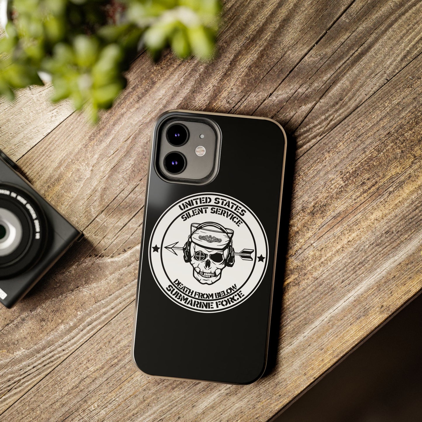 U.S. Submarine Force Silent Service Death From Below Sailor Skull Tough Black iPhone Case