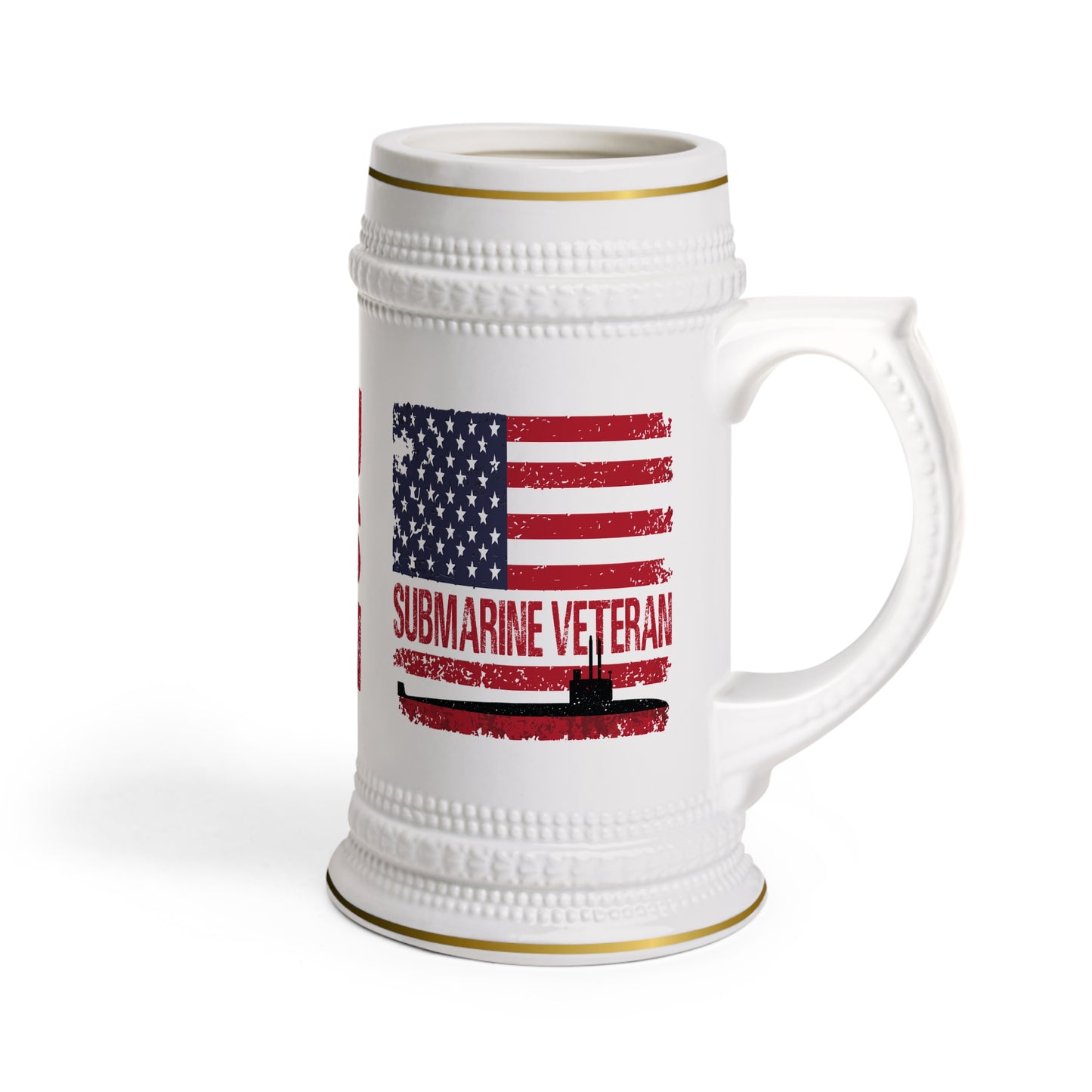 Submarine Veteran United States Navy Silent Service USA Flag Drinking Stein Mug